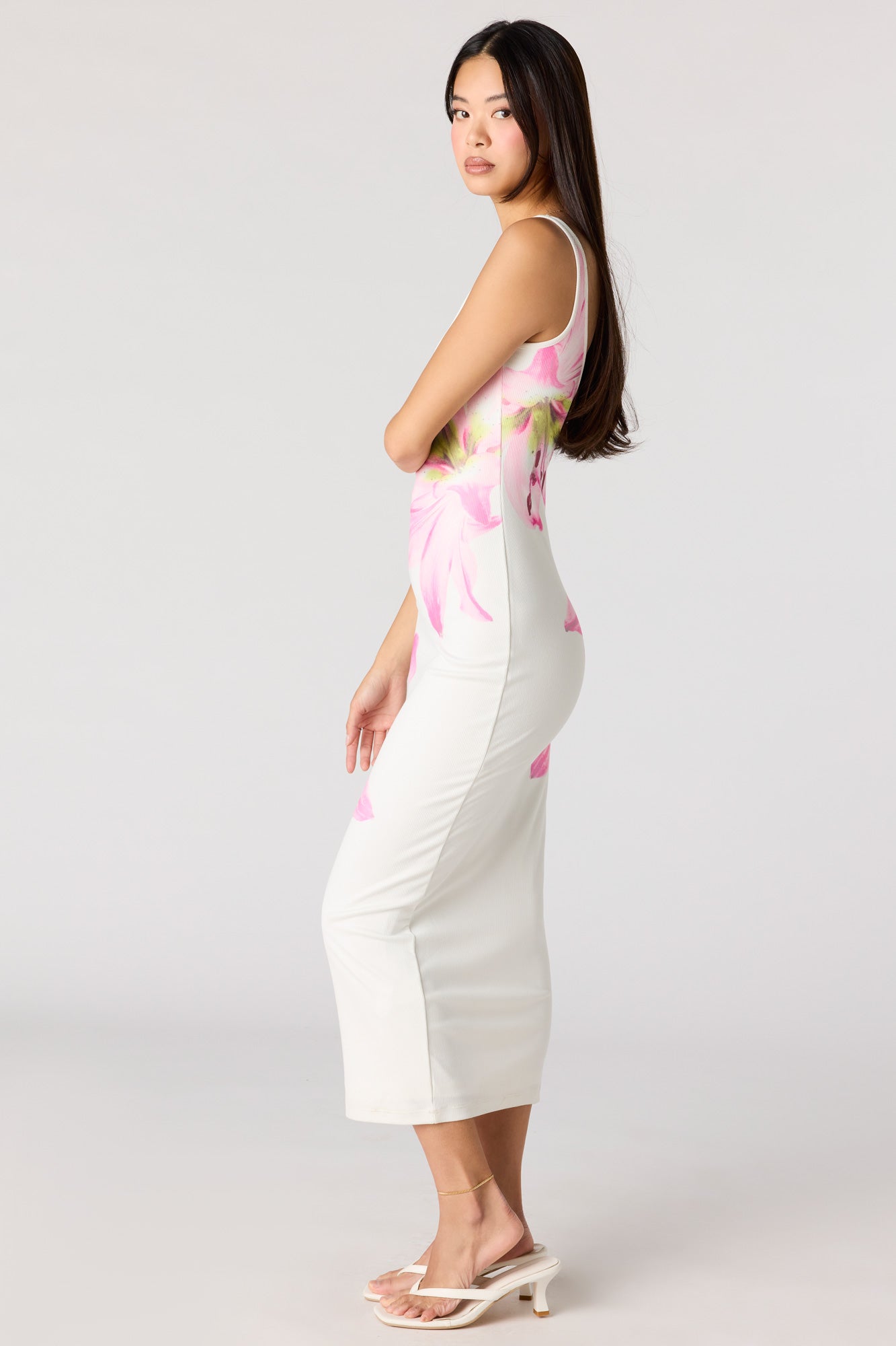 Ribbed Scoop Neck Bodycon Midi Dress