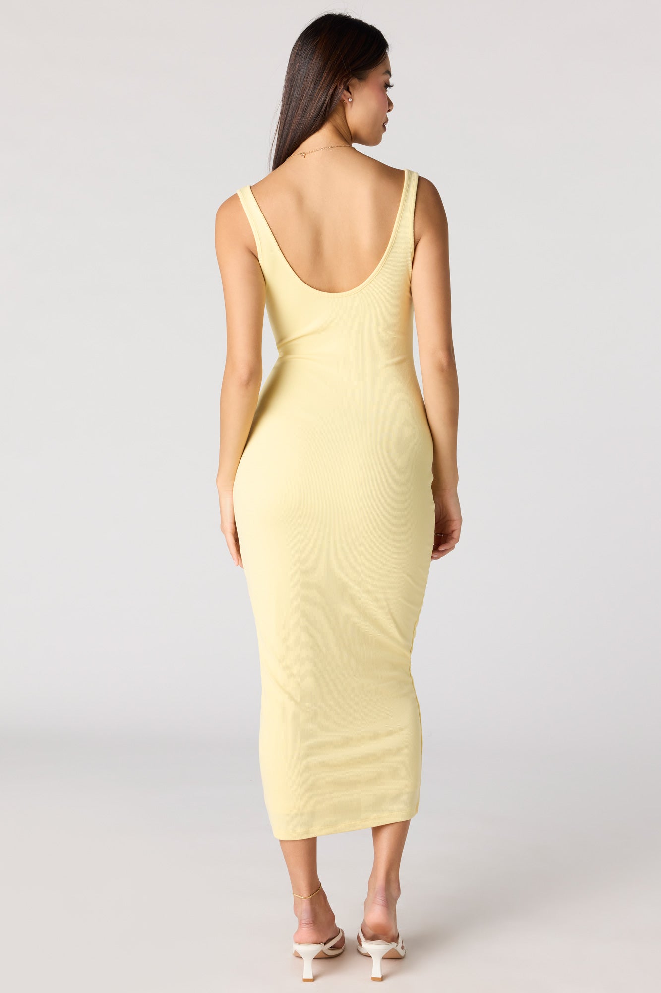 Ribbed Scoop Neck Bodycon Midi Dress