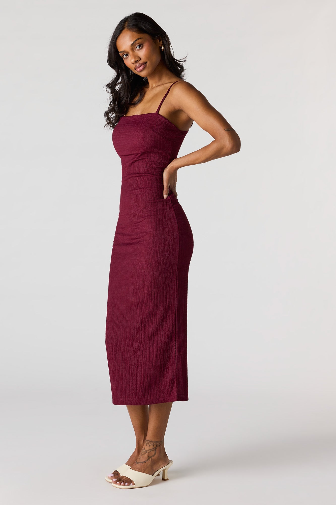 Braless Textured Midi Dress