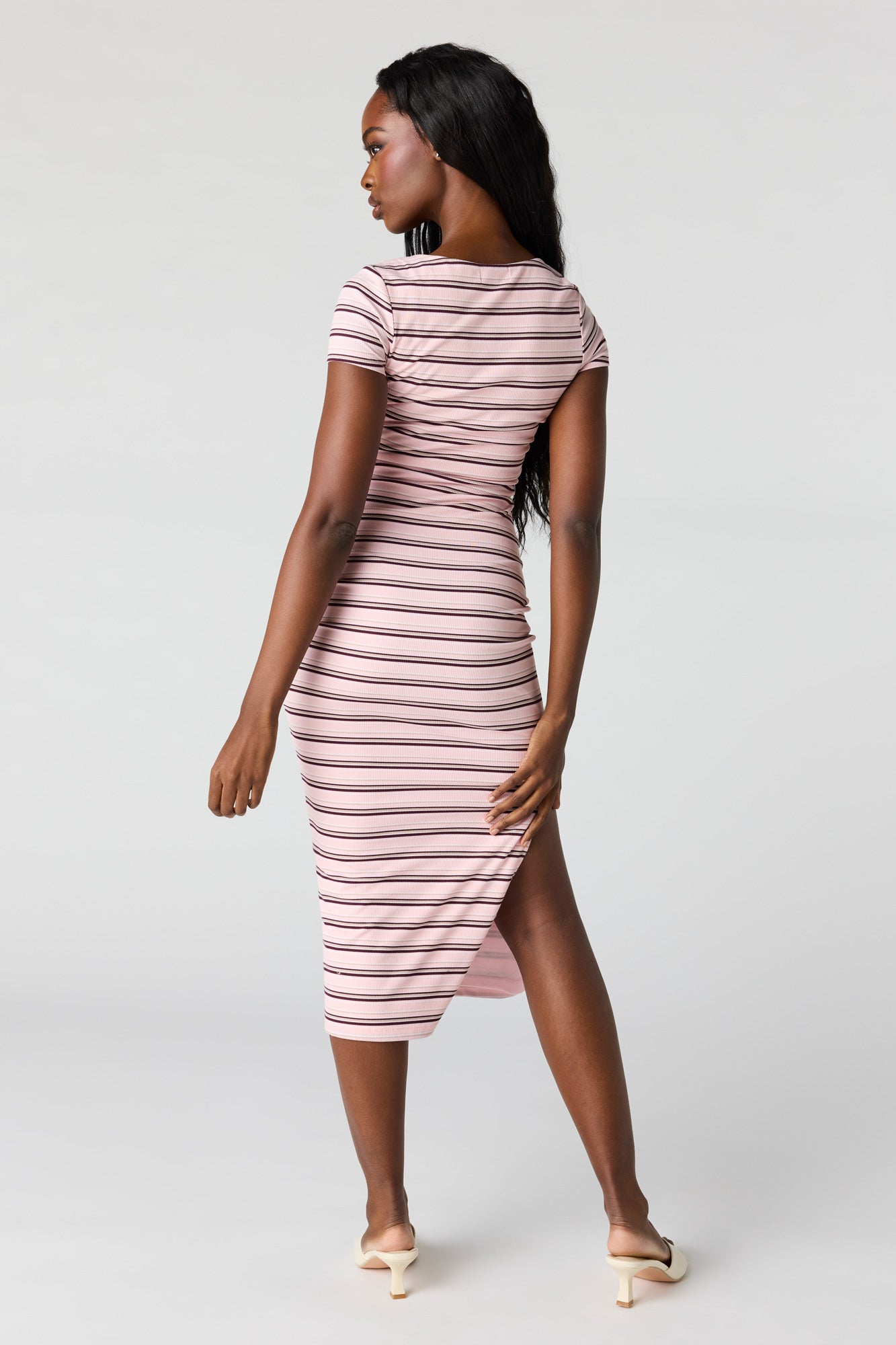 Ribbed Square Neck Bodycon Midi Dress