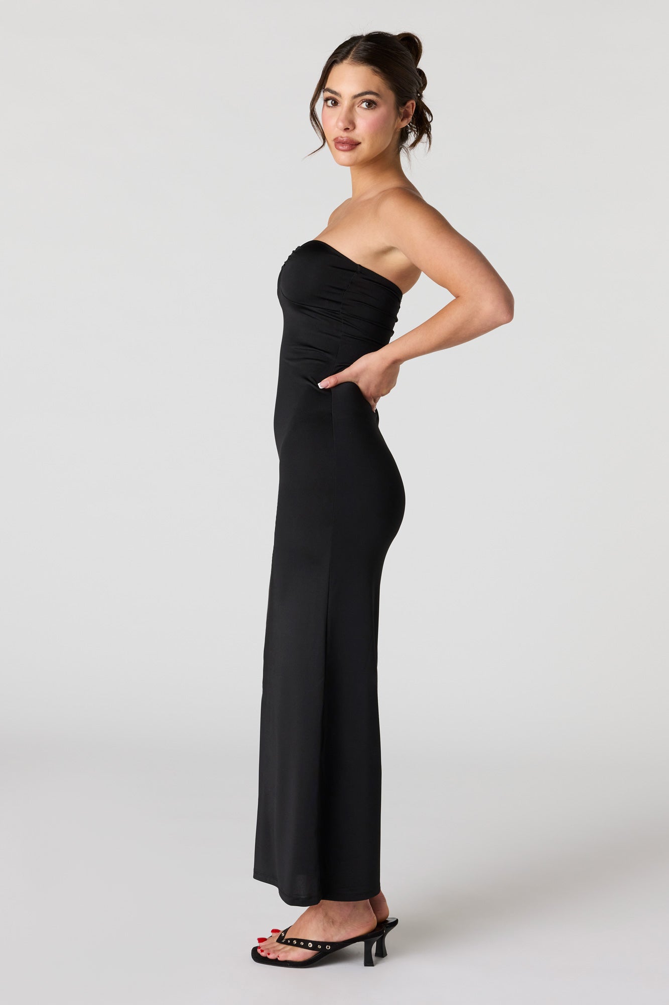 Ruched O-Ring Front Tube Dress