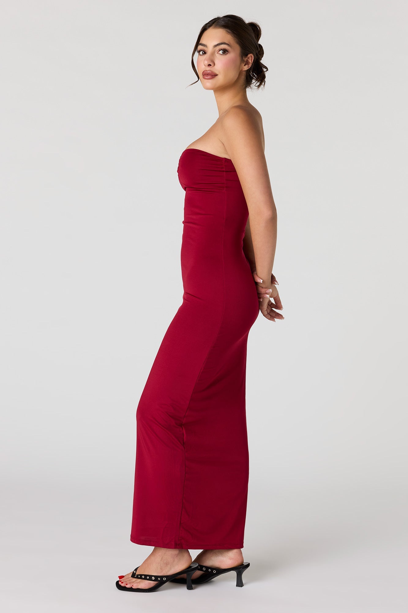 Ruched O-Ring Front Tube Dress