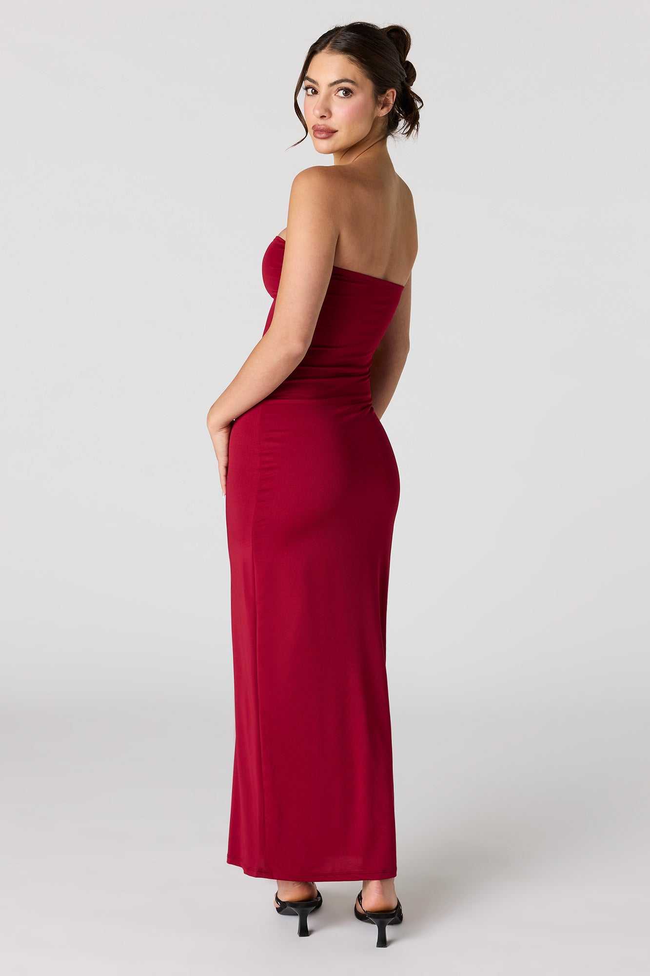Ruched O-Ring Front Tube Dress