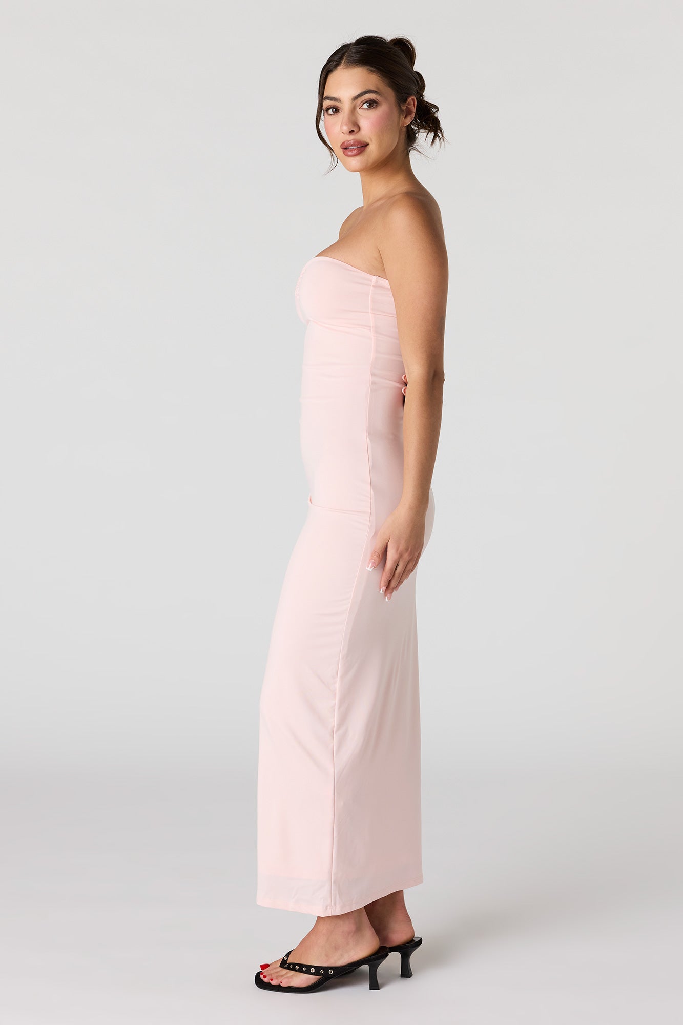Ruched O-Ring Front Tube Dress