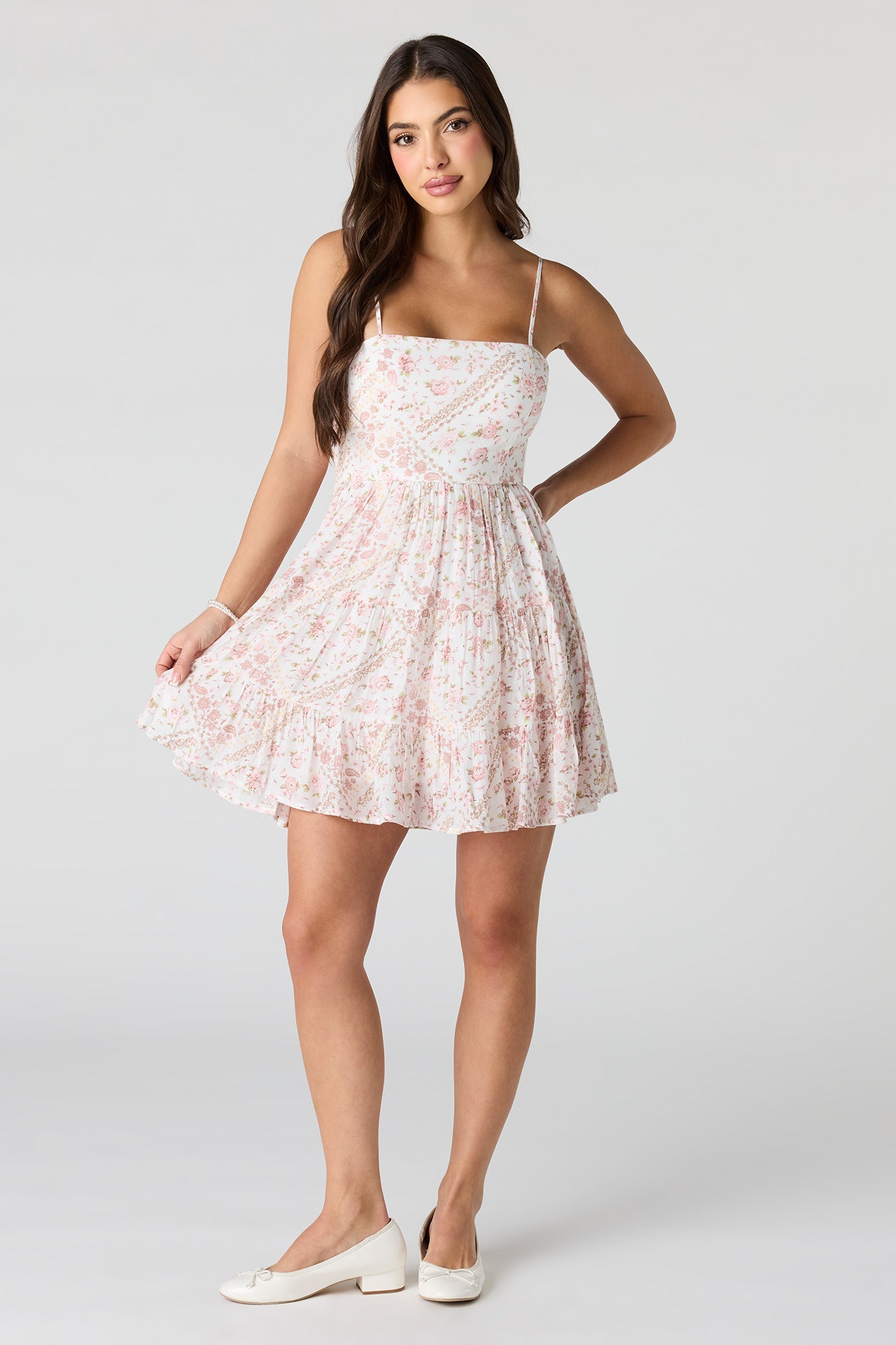 Braless Tie Back Tiered Mini Dress