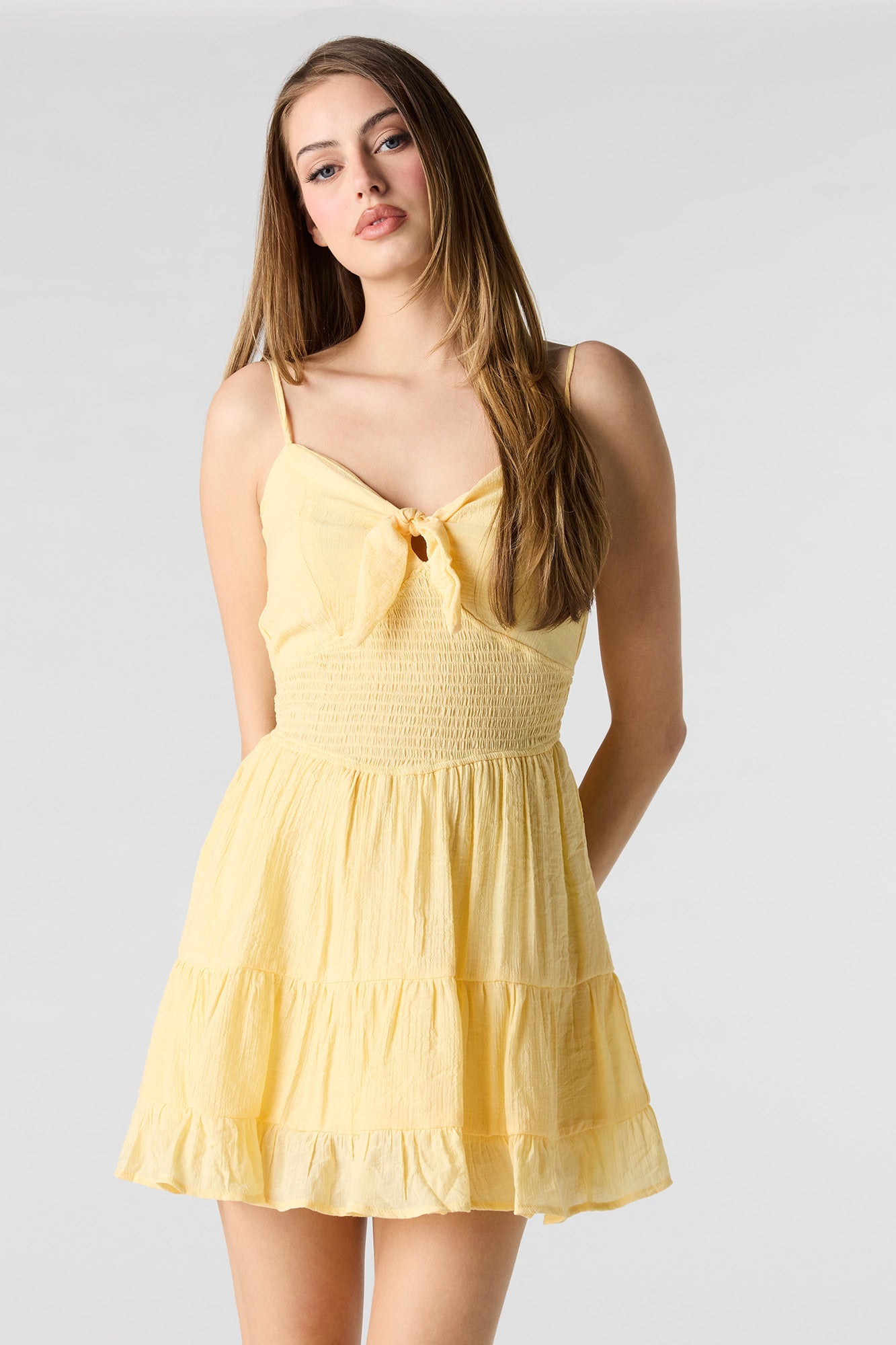 Sweetheart Tie Front Mini Dress