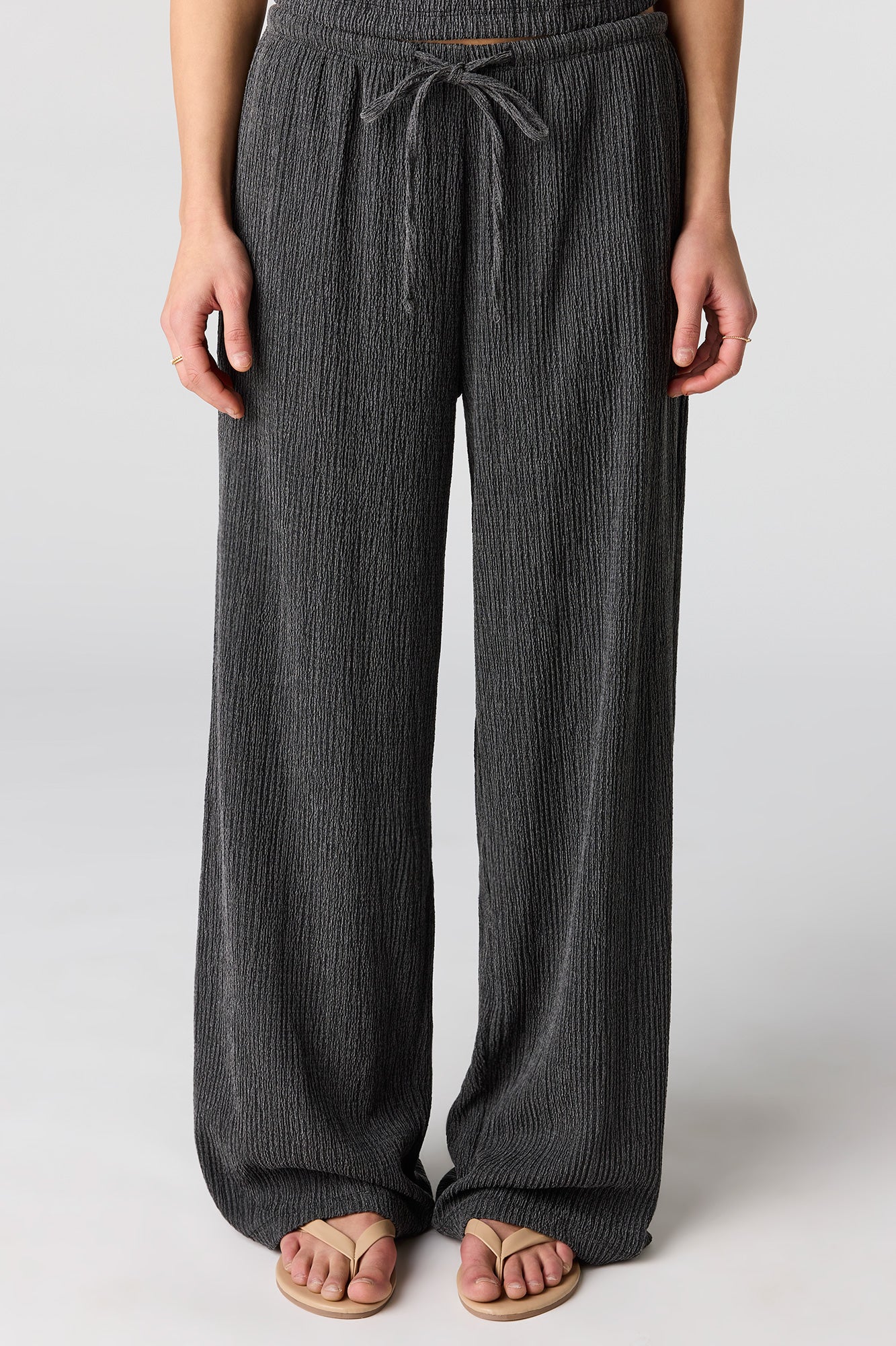 Textured Wide Leg Pant