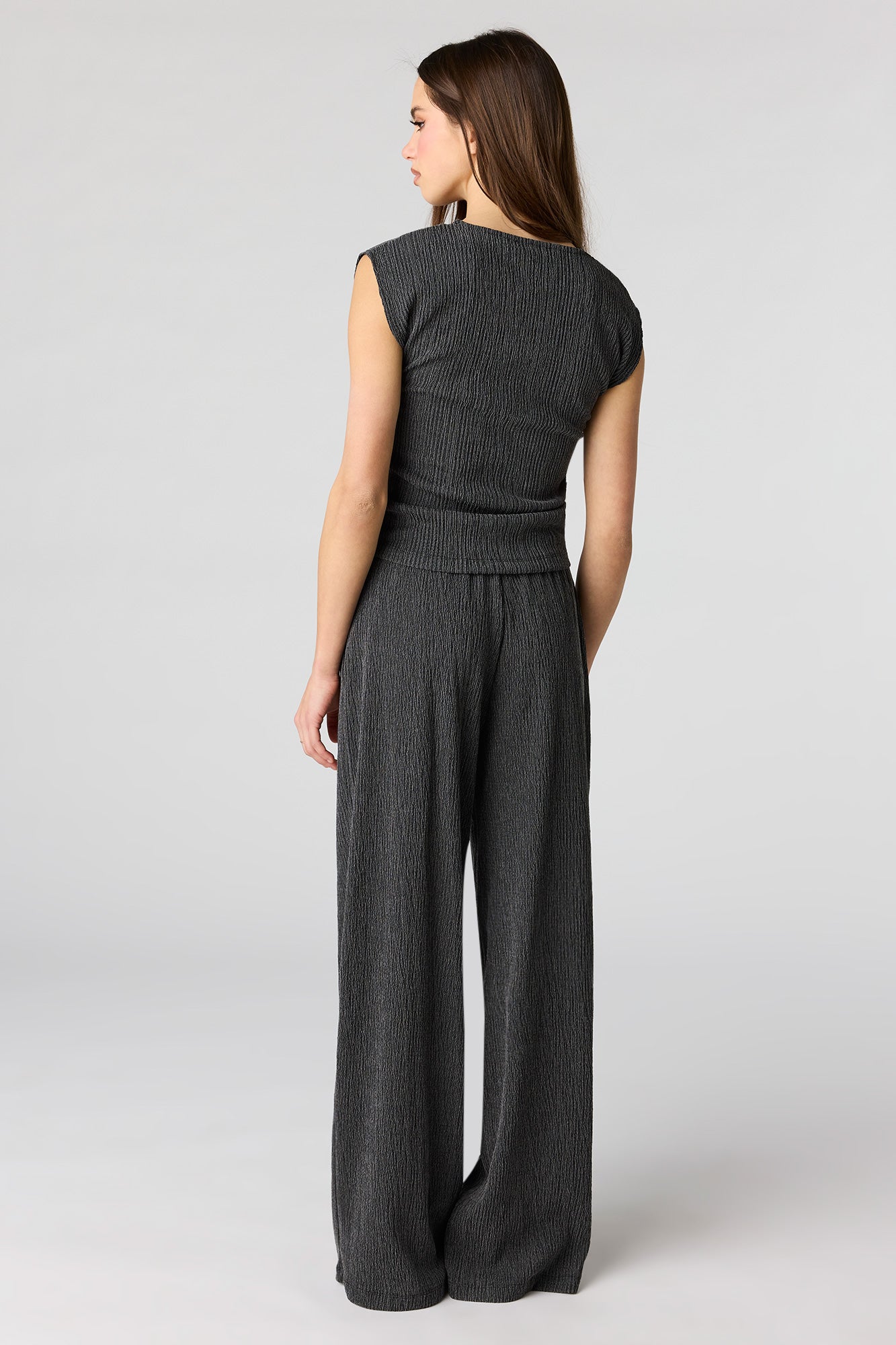 Textured Wide Leg Pant