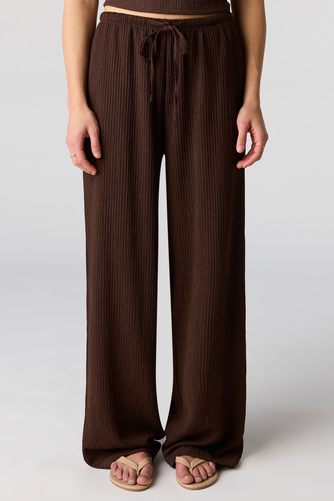 Textured Wide Leg Pant