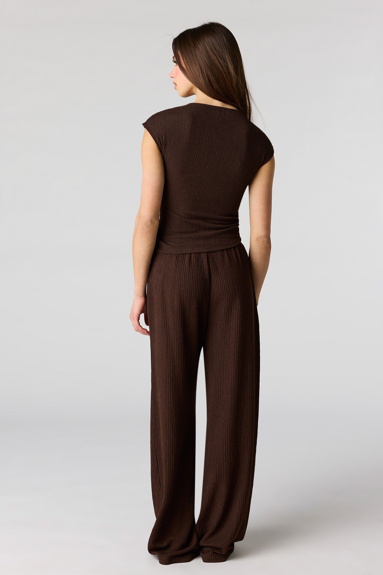 Textured Wide Leg Pant