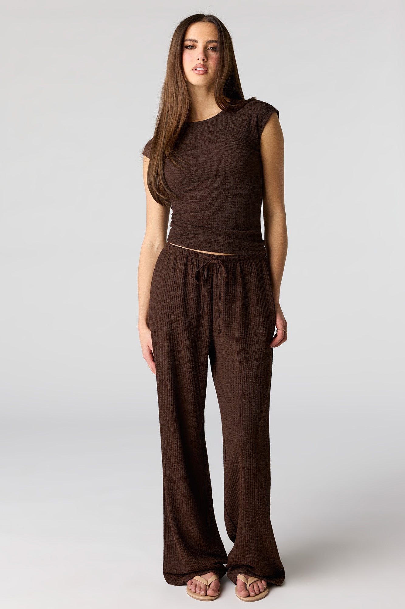 Textured Wide Leg Pant