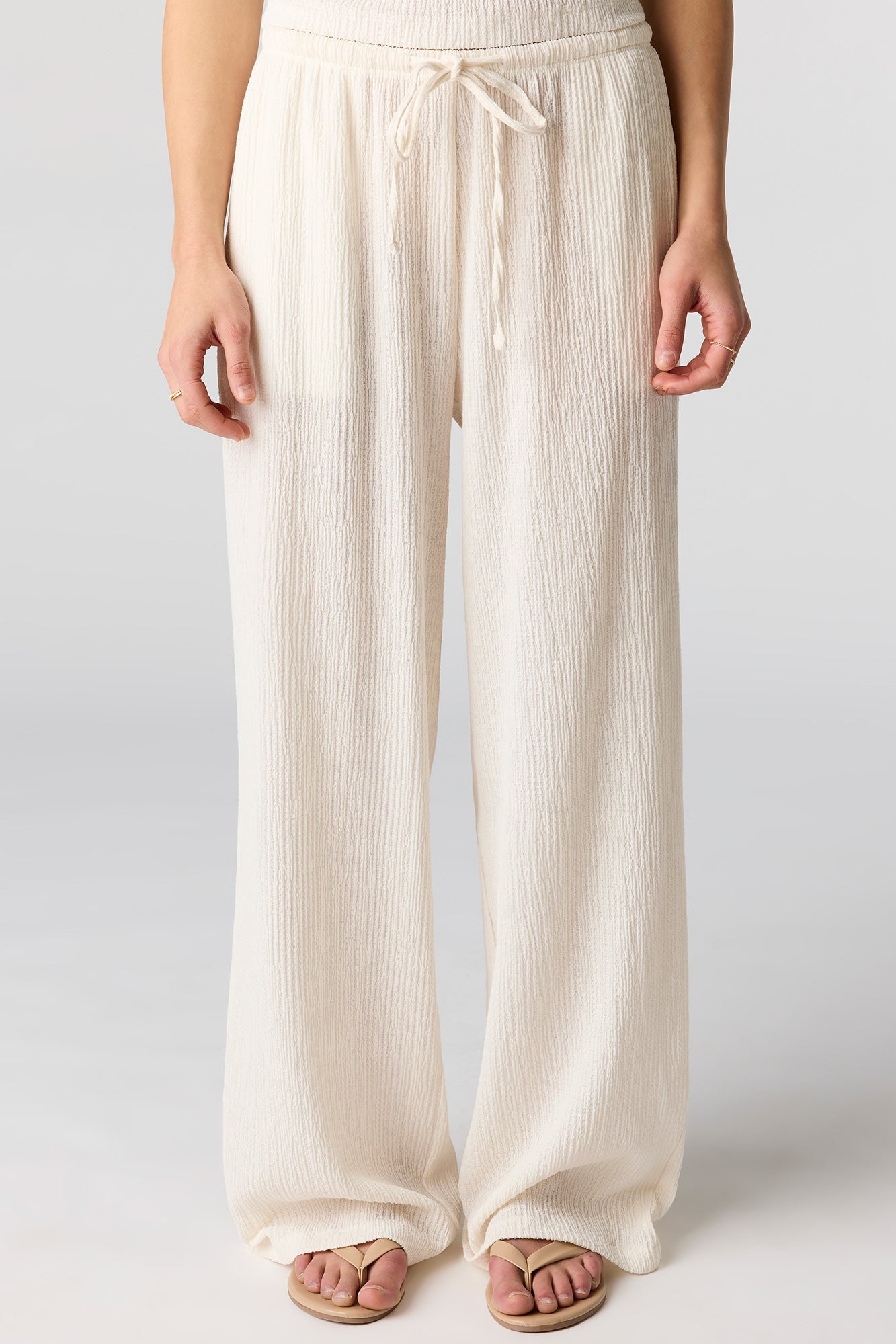 Textured Wide Leg Pant