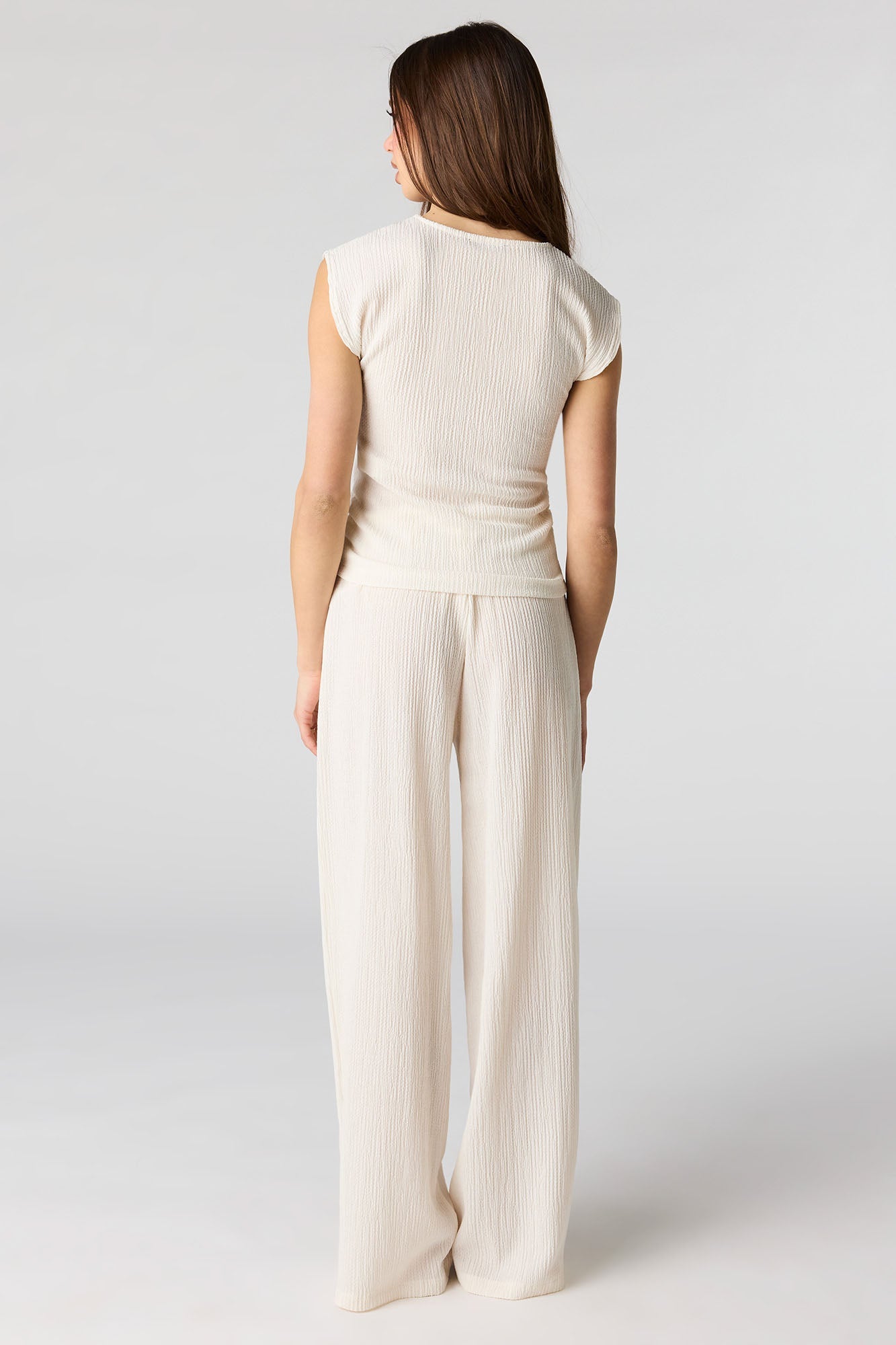 Textured Wide Leg Pant