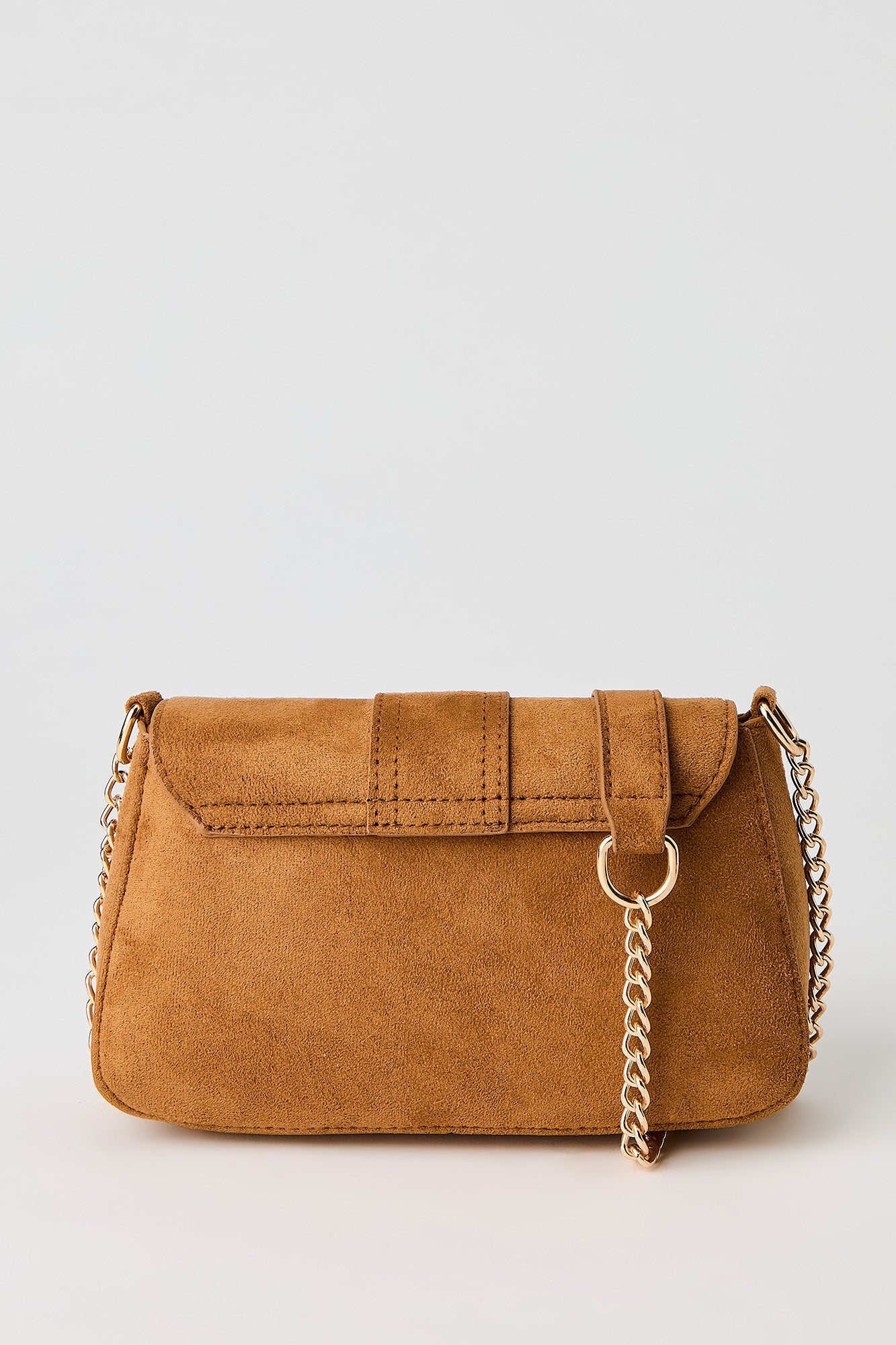 Faux-Suede Buckle Crossbody Chain Purse