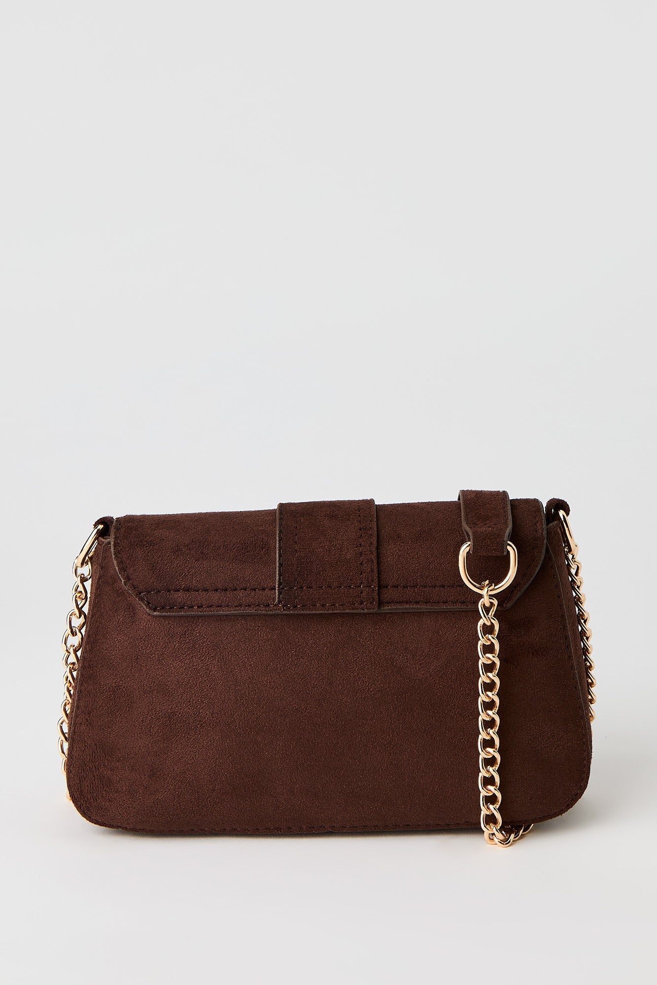Faux-Suede Buckle Crossbody Chain Purse
