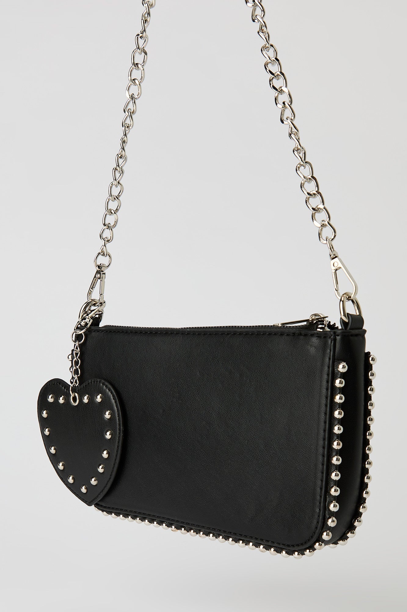 Studded Crossbody Bag with Heart Keychain