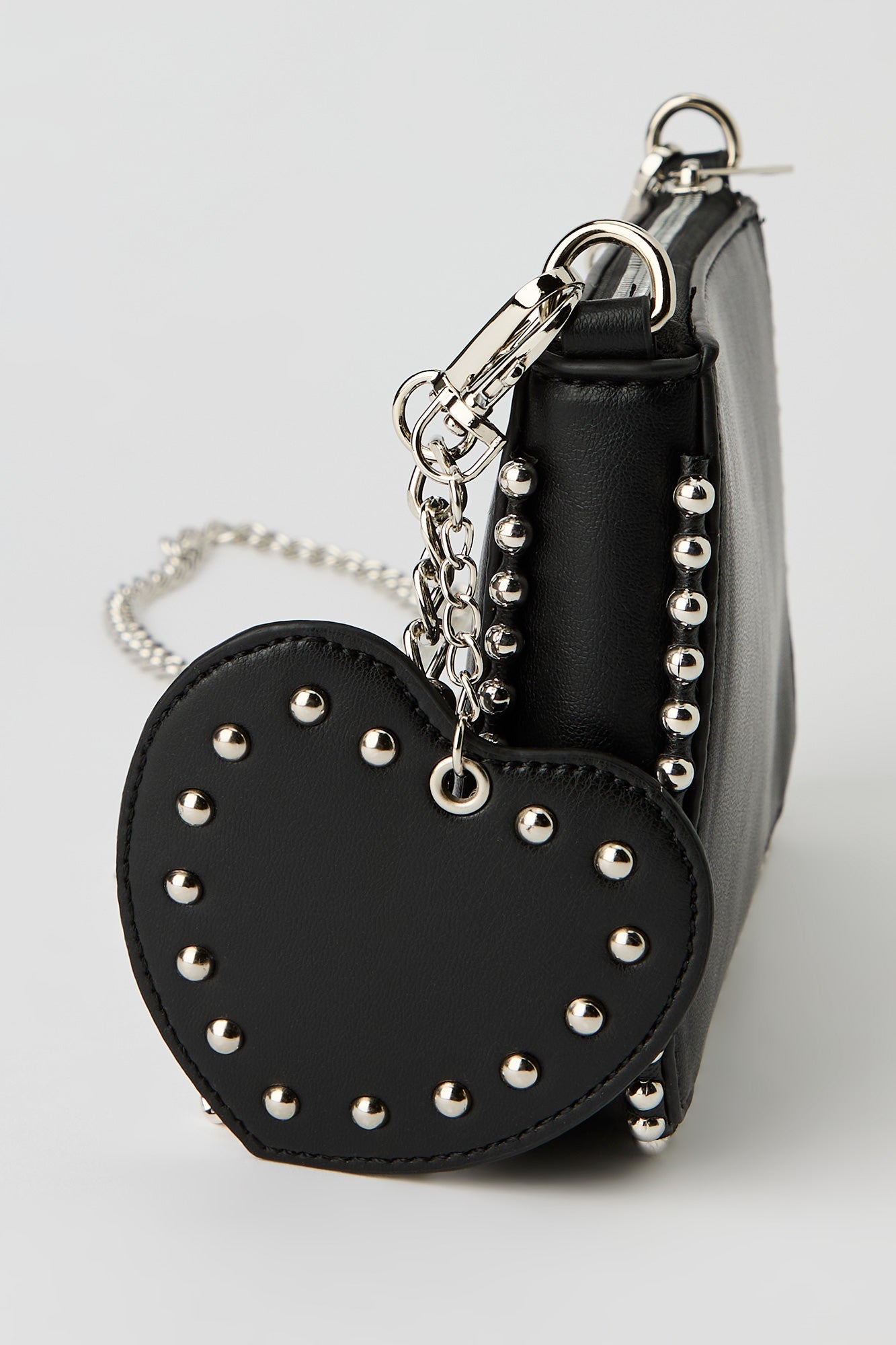 Studded Crossbody Bag with Heart Keychain