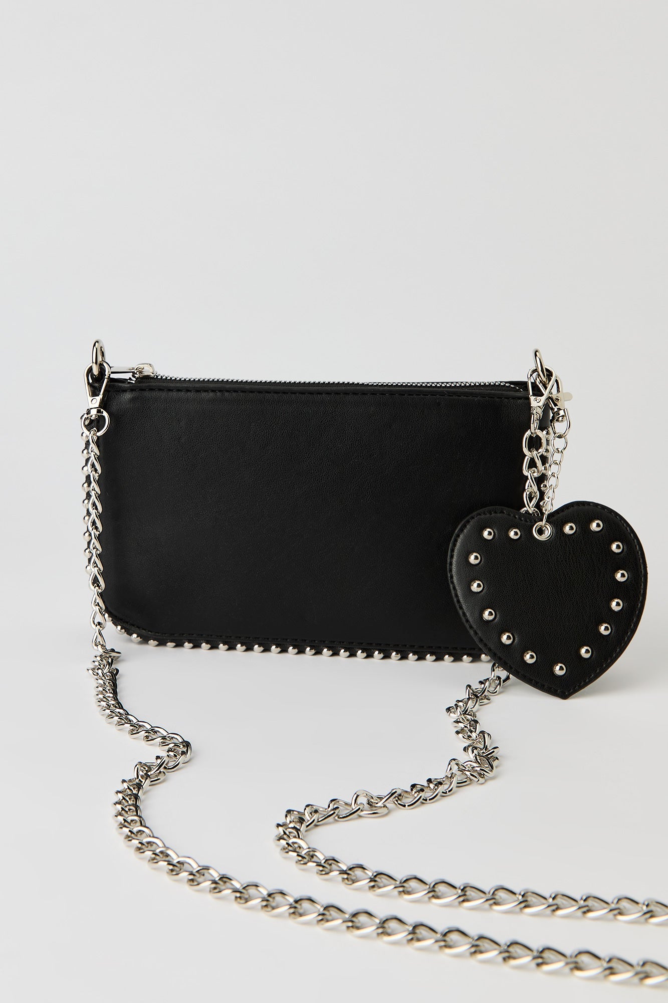 Studded Crossbody Bag with Heart Keychain
