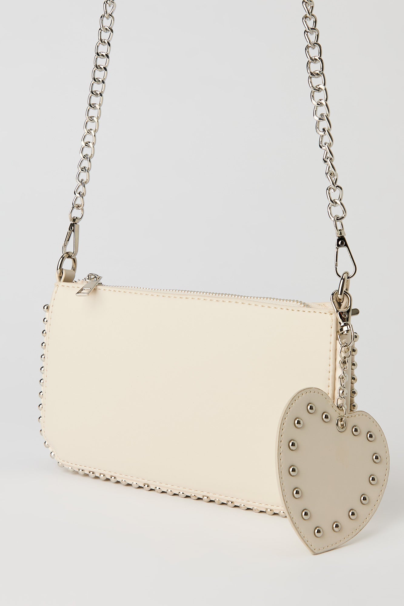 Studded Crossbody Bag with Heart Keychain