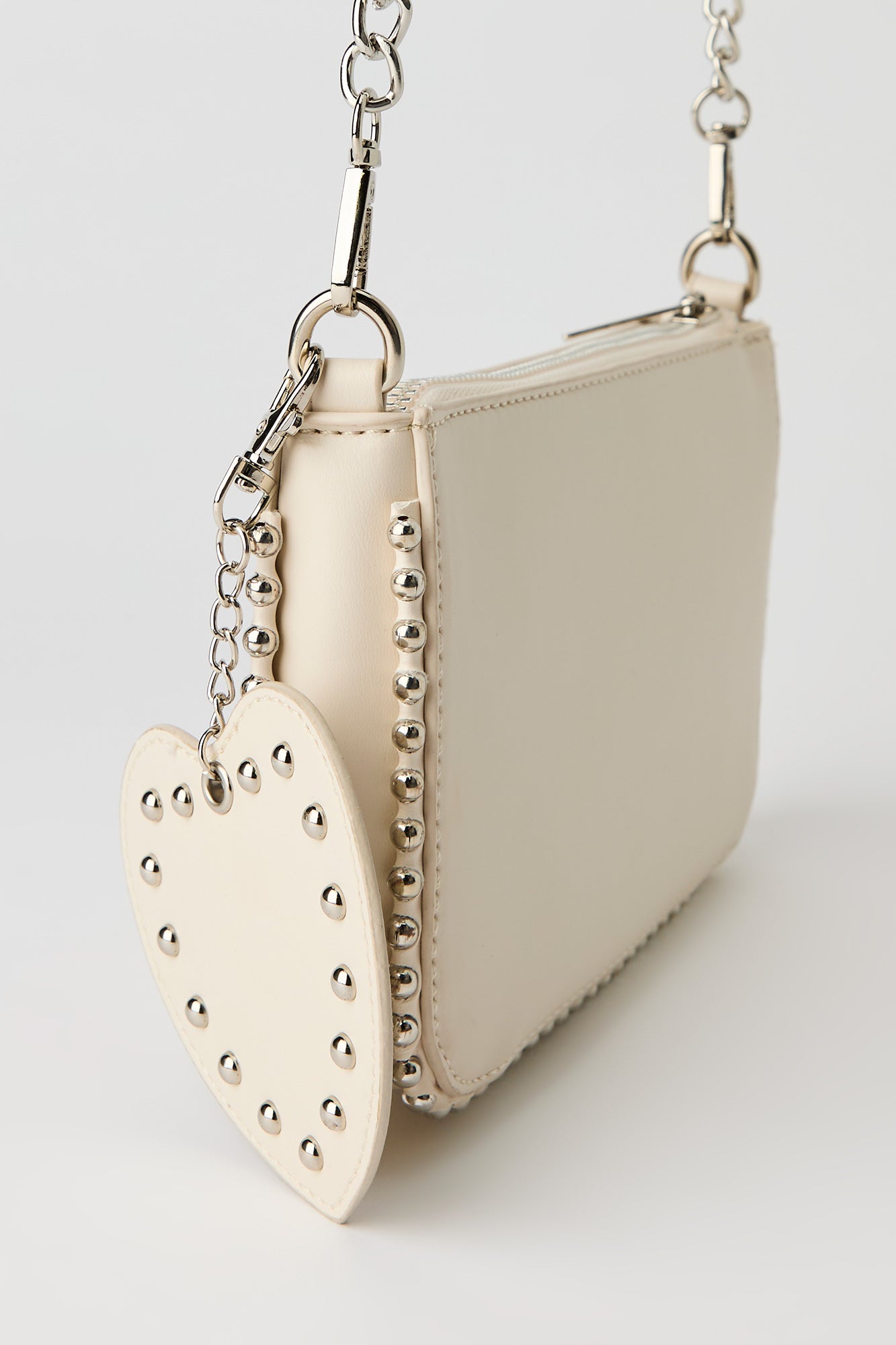 Studded Crossbody Bag with Heart Keychain
