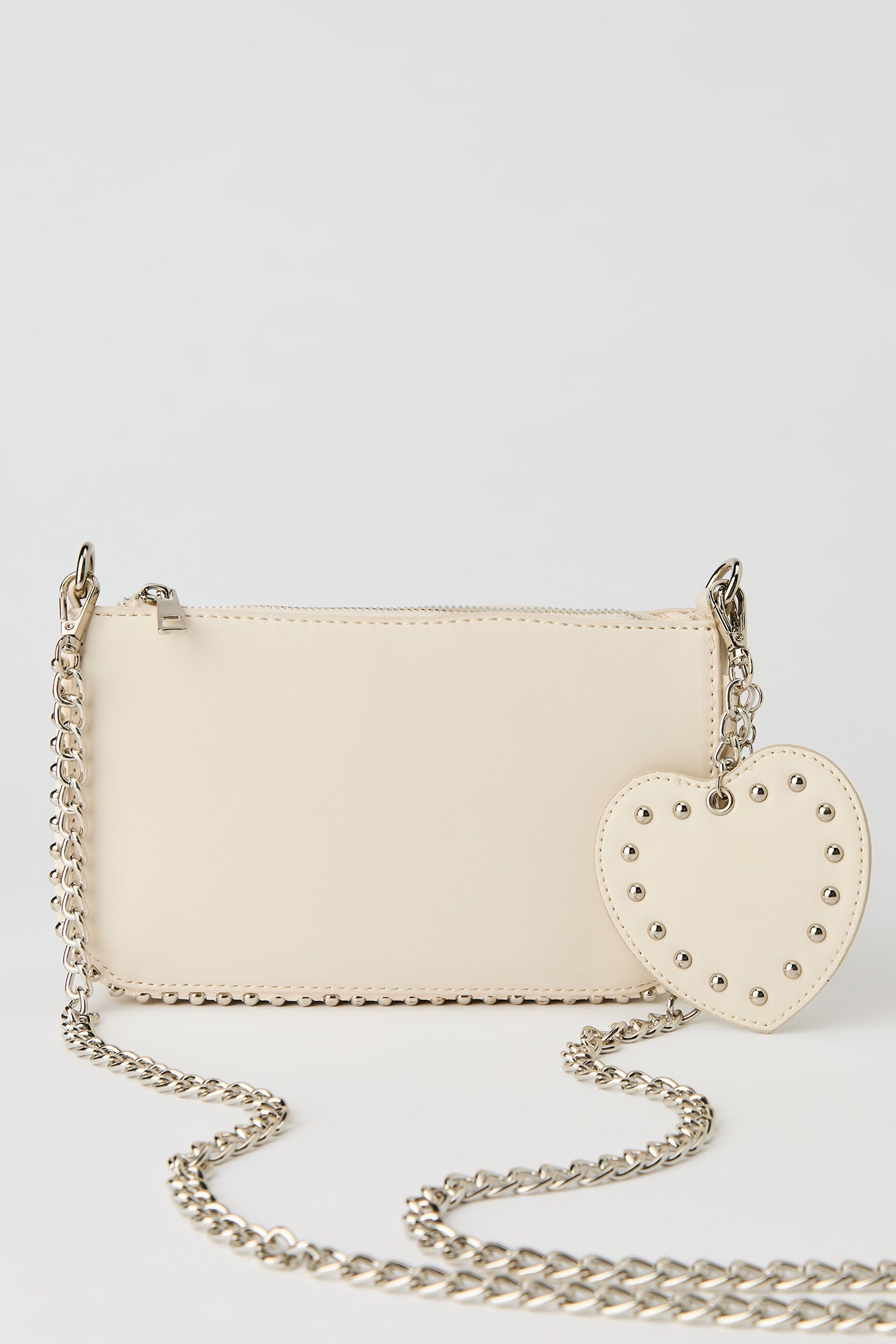 Studded Crossbody Bag with Heart Keychain