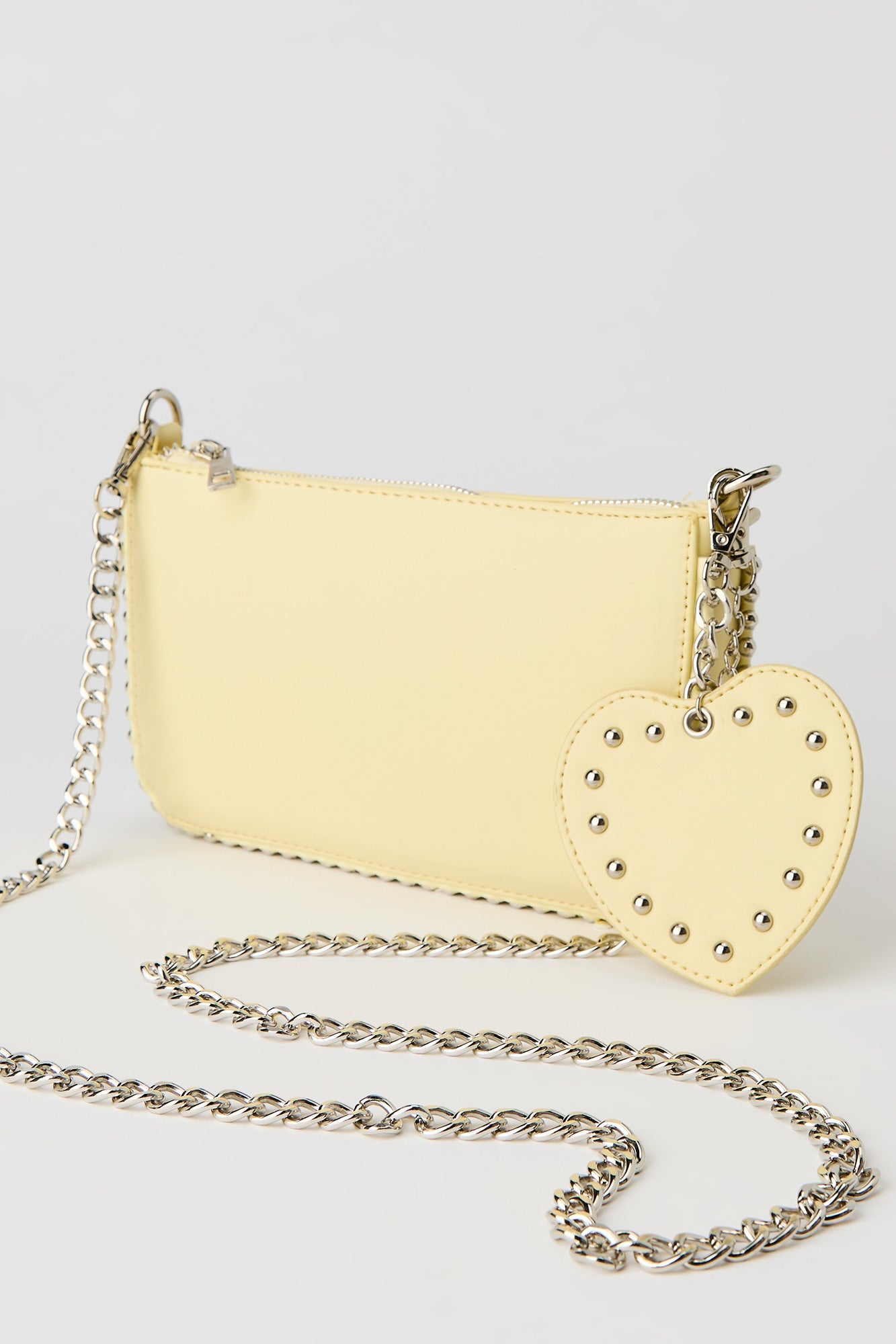 Studded Crossbody Bag with Heart Keychain