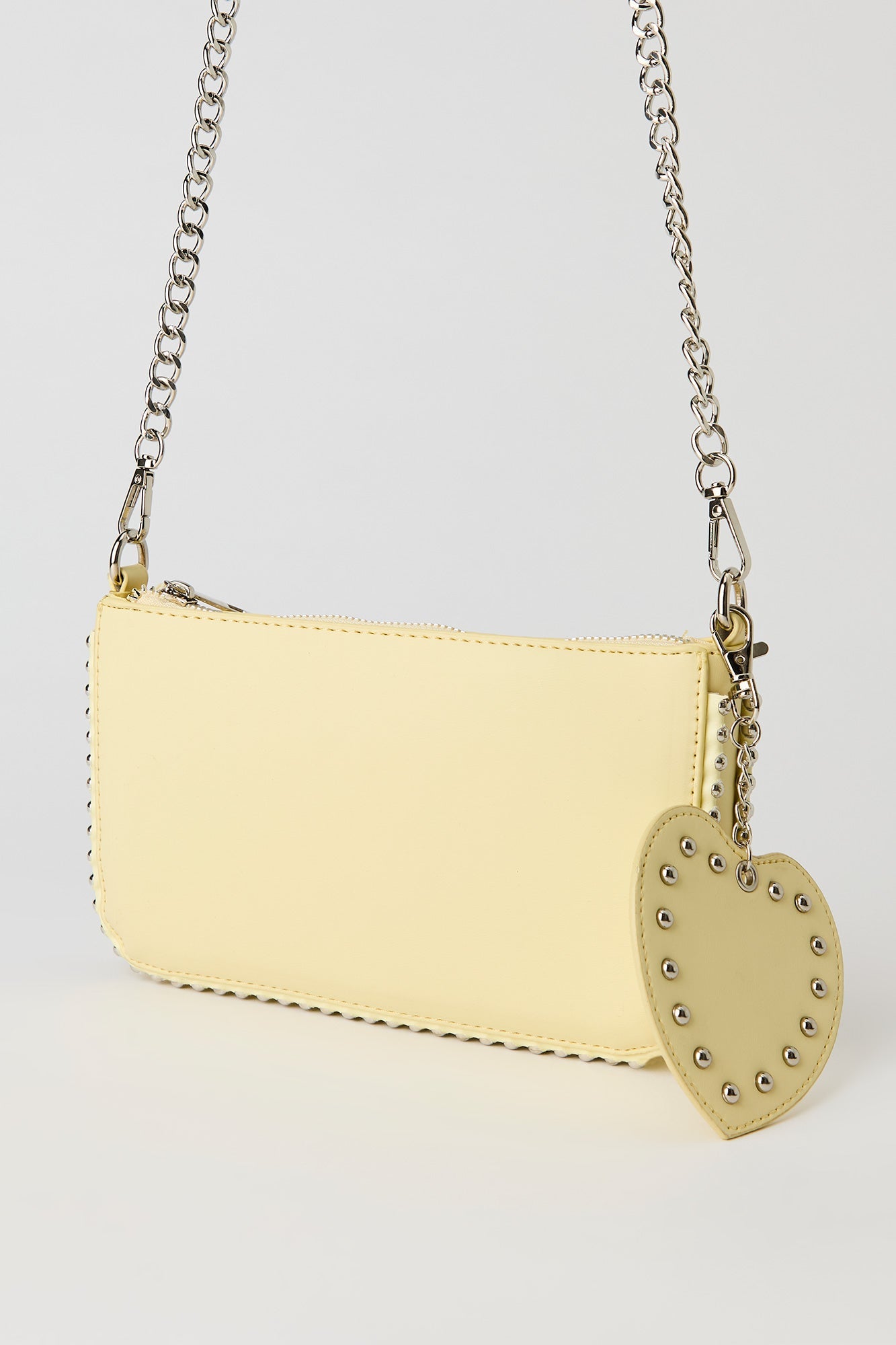 Studded Crossbody Bag with Heart Keychain