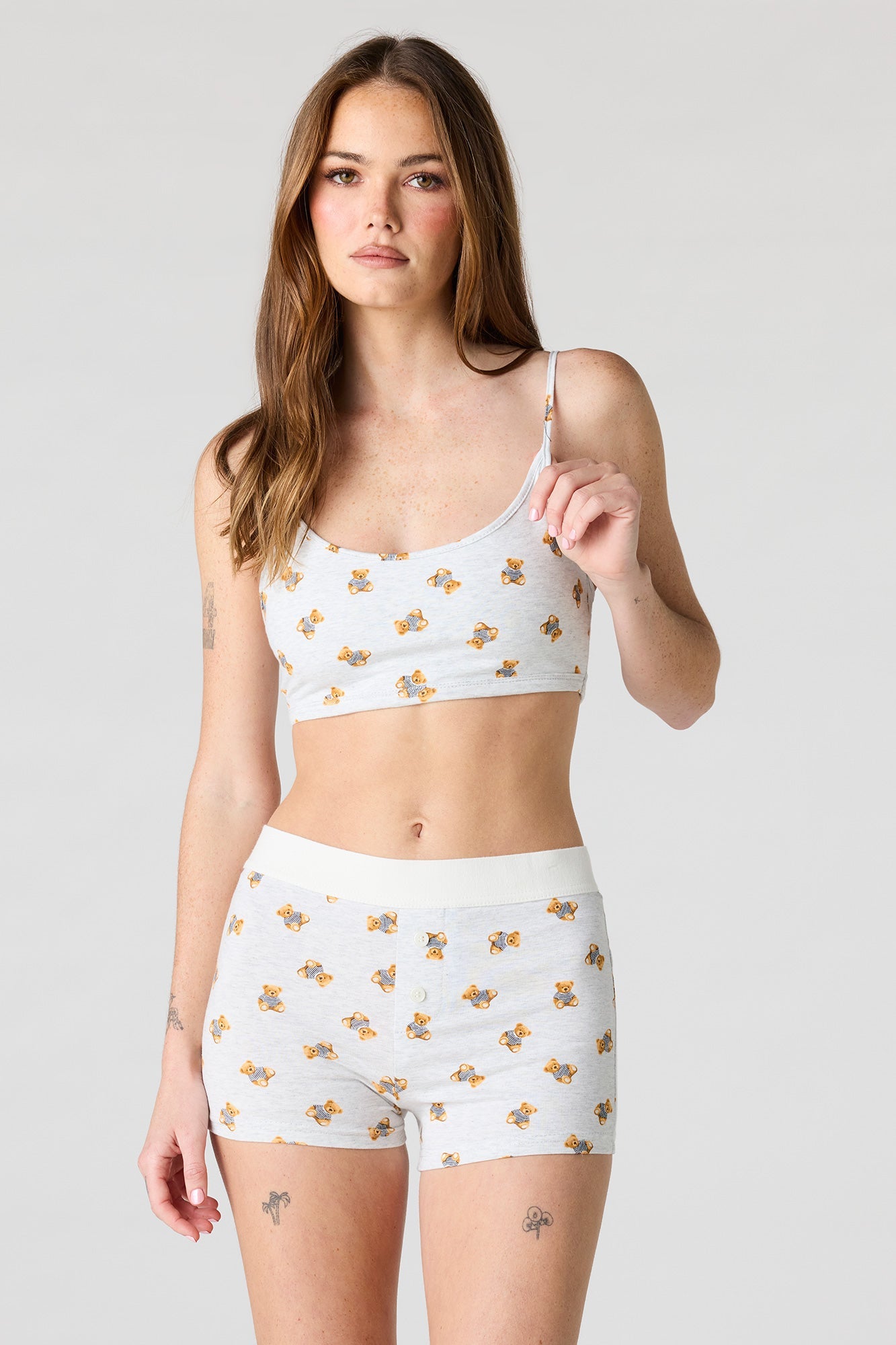 Printed Bralette & Boy Short Set