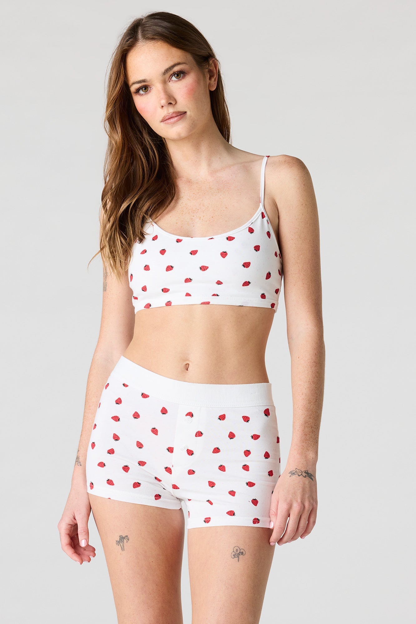 Printed Bralette & Boy Short Set