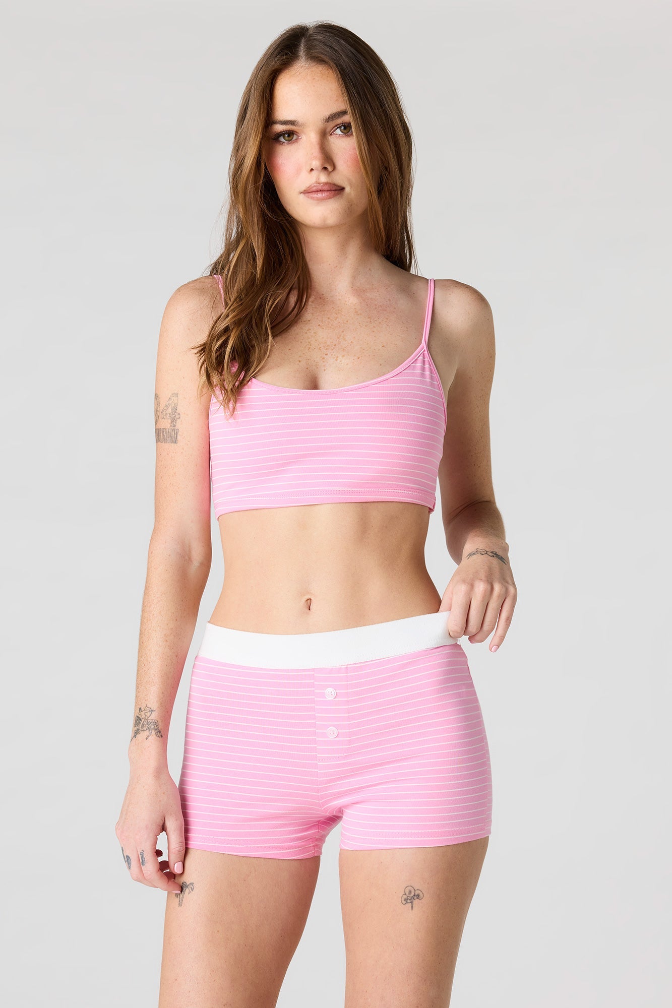 Printed Bralette & Boy Short Set