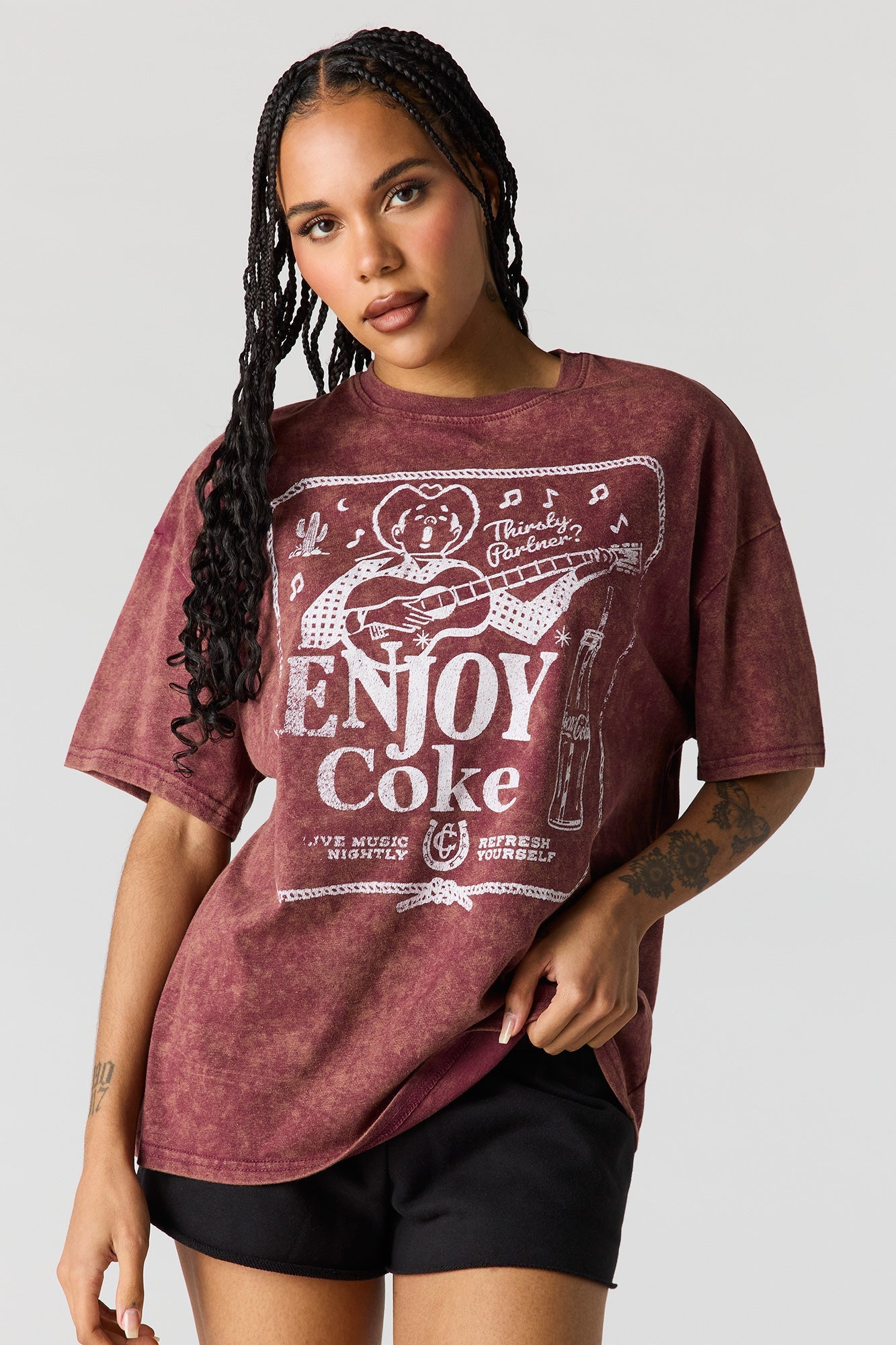 Coke Graphic Washed Oversized T-Shirt