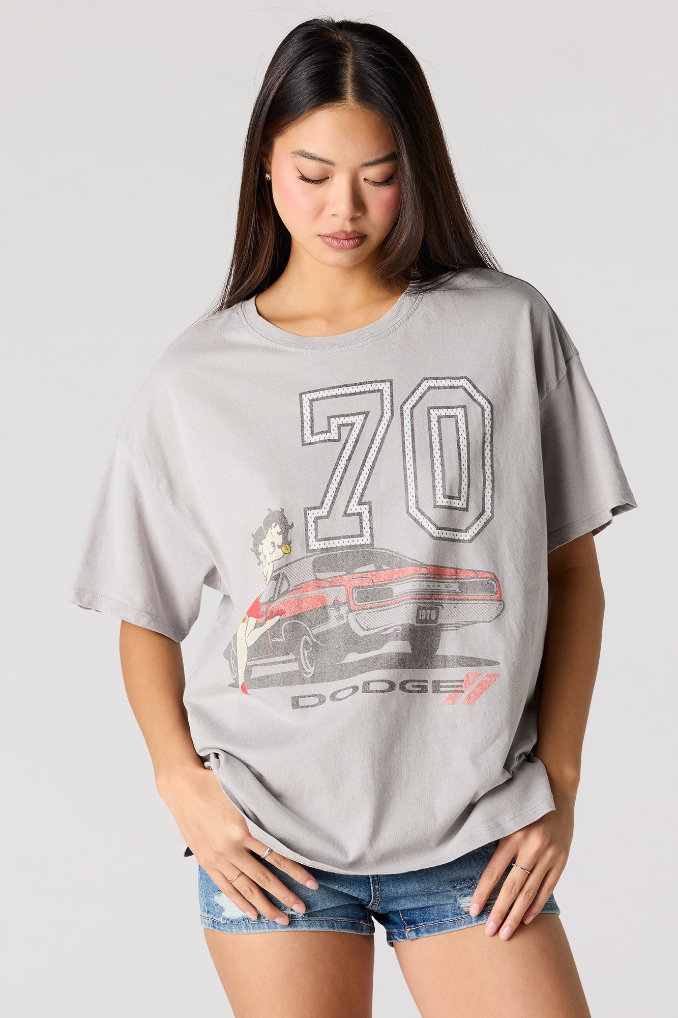 Betty Boop Graphic Washed Boyfriend T-Shirt
