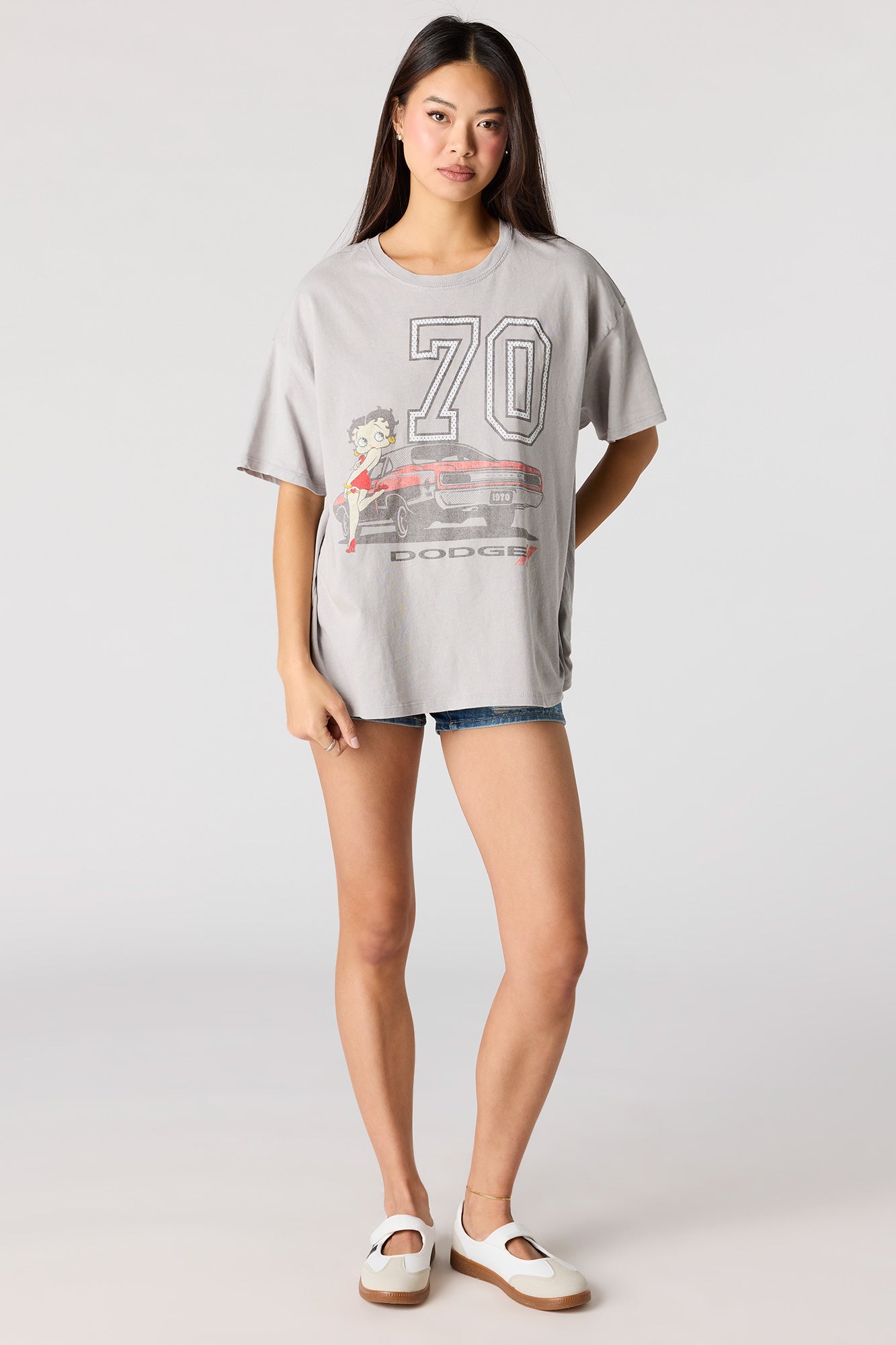 Betty Boop Graphic Washed Boyfriend T-Shirt