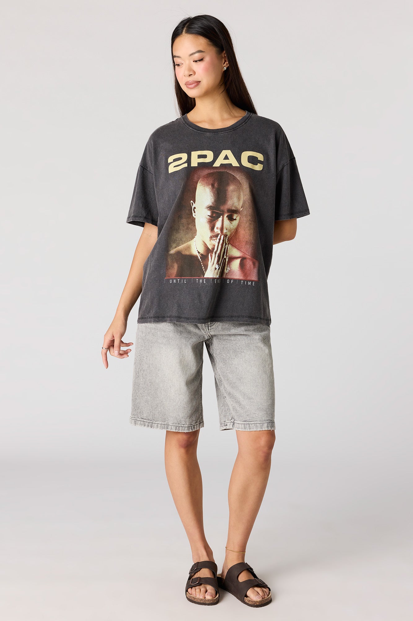 Tupac Graphic Washed Boyfriend T-Shirt