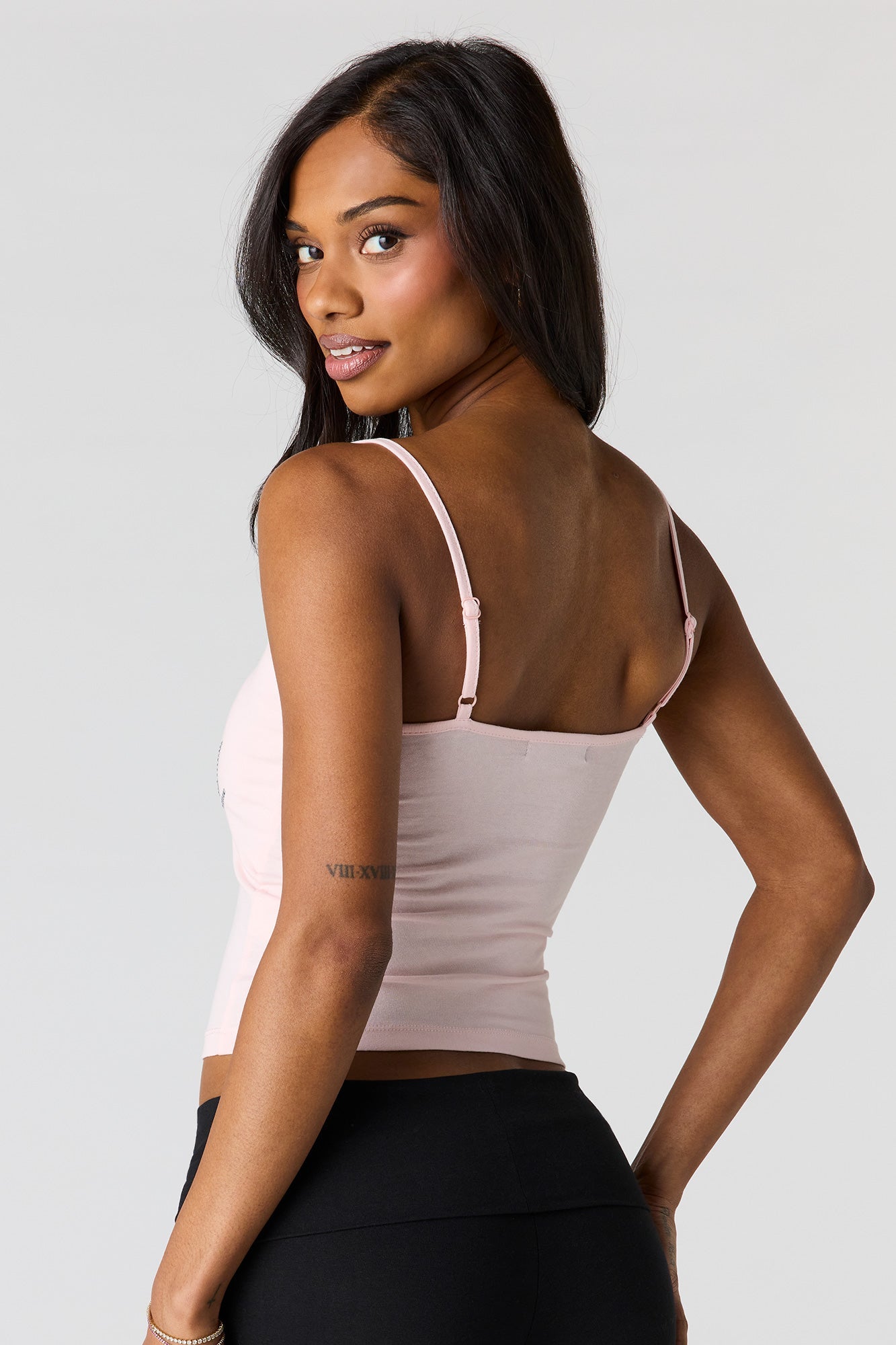 Rhinestone Graphic Scoop Neck Cami