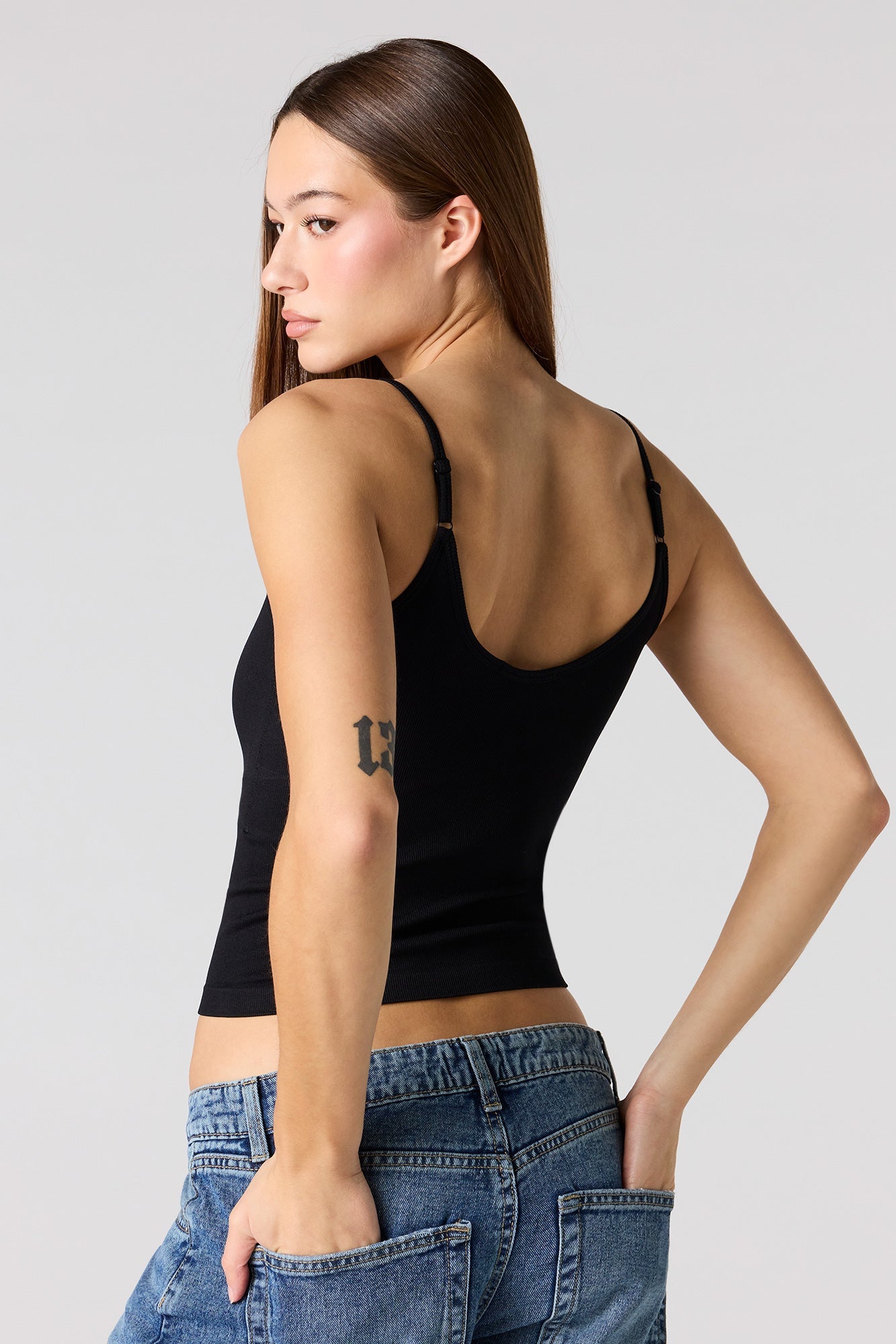 Braless Seamless Ribbed V-Neck Tank