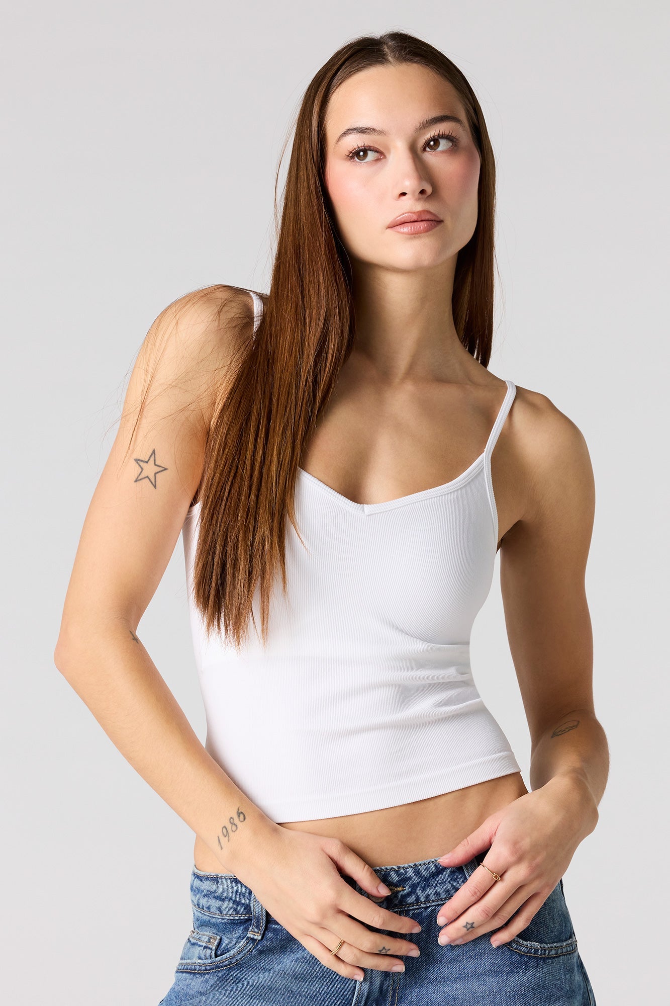 Braless Seamless Ribbed V-Neck Tank