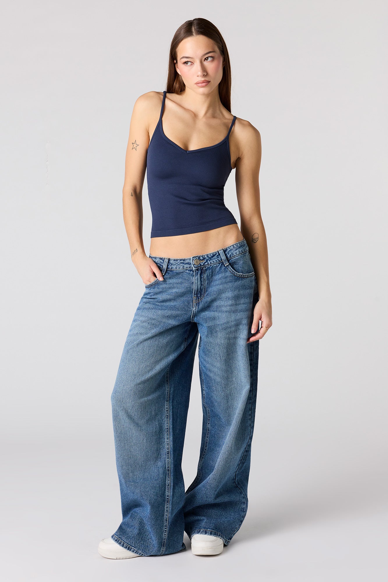 Braless Seamless Ribbed V-Neck Tank