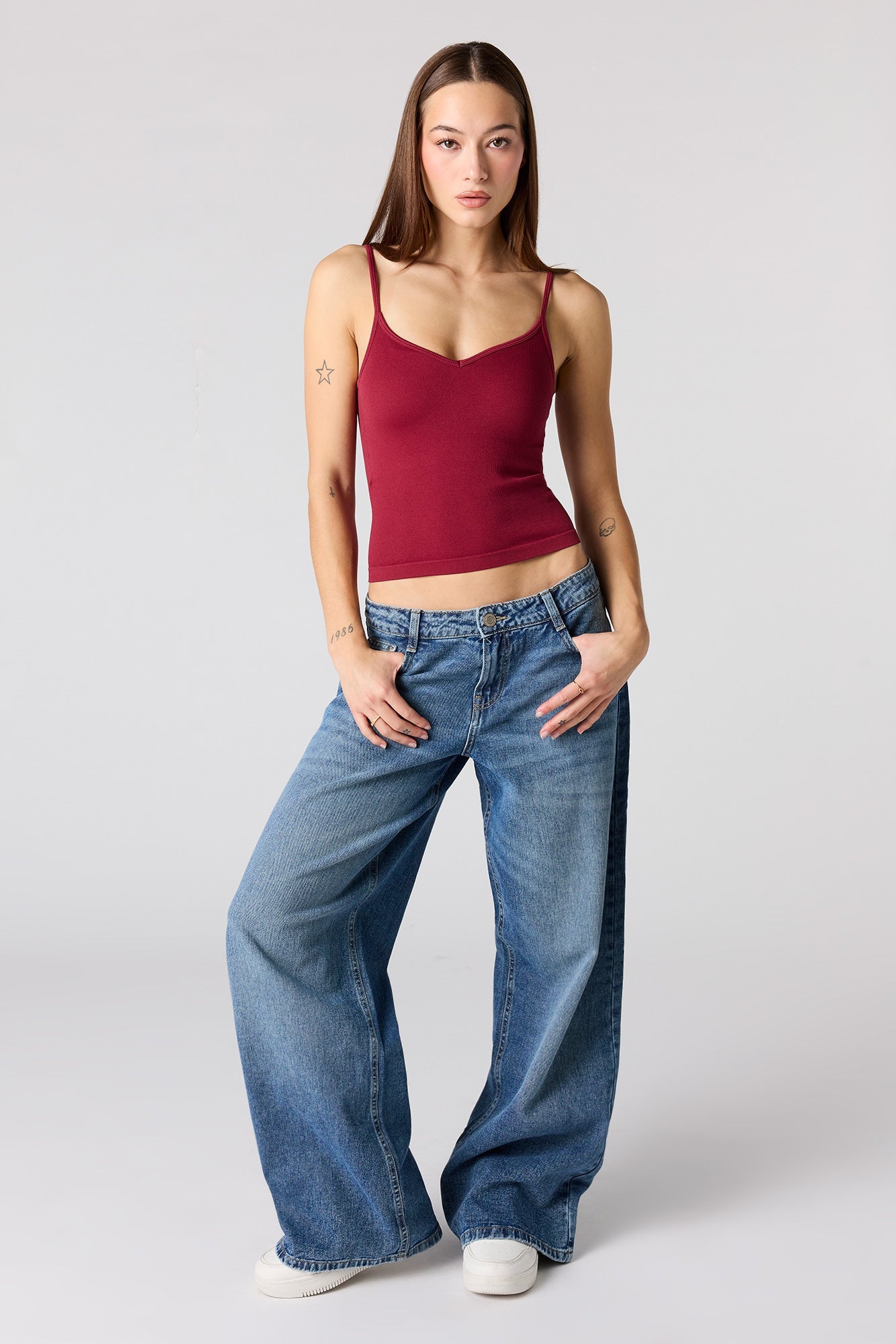 Braless Seamless Ribbed V-Neck Tank