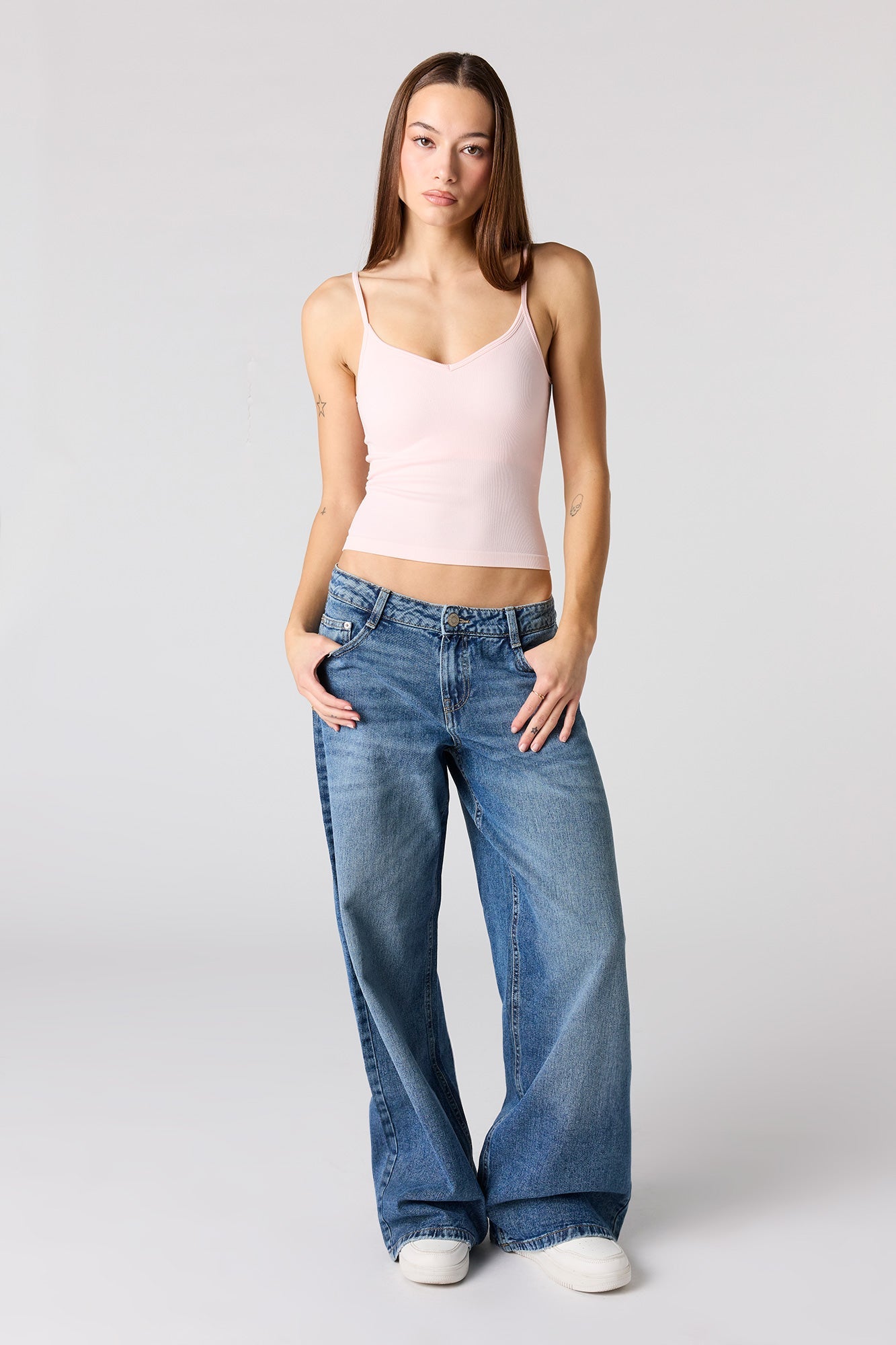 Braless Seamless Ribbed V-Neck Tank