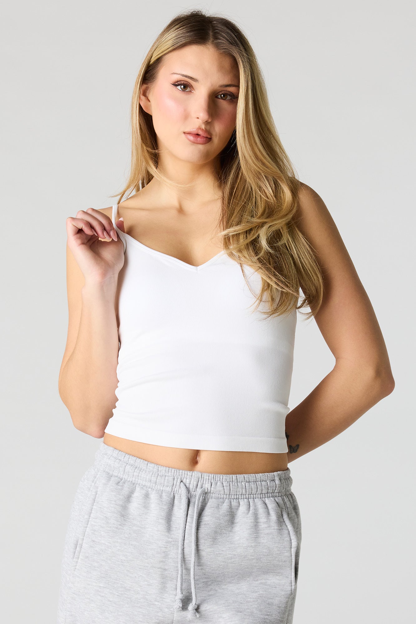 Braless Seamless Ribbed V-Neck Cami