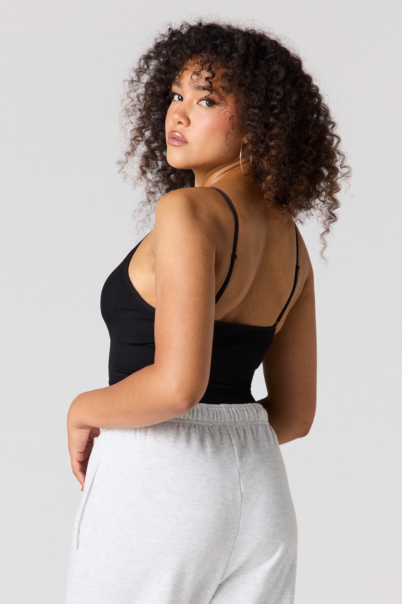 Seamless Ribbed V-Neck Braless Tank