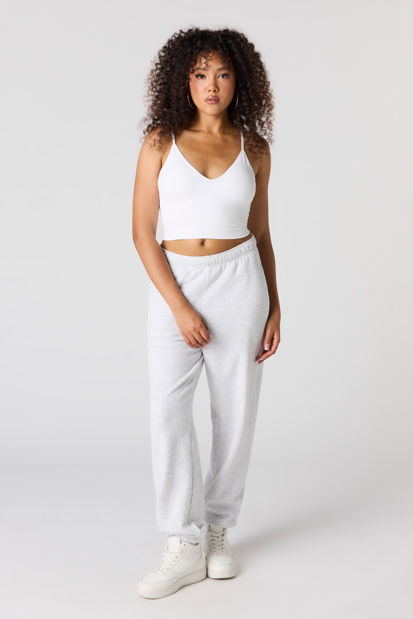 Seamless Ribbed V-Neck Braless Tank