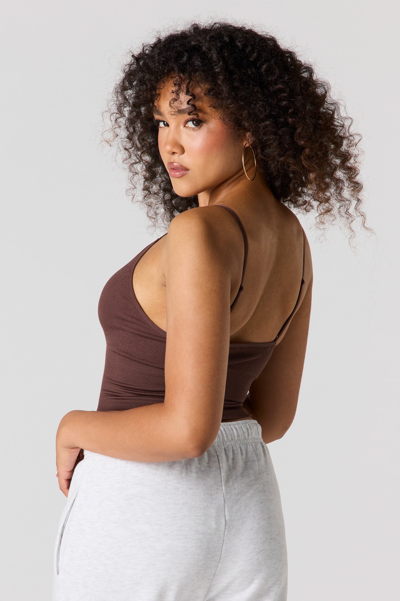 Seamless Ribbed V-Neck Braless Tank