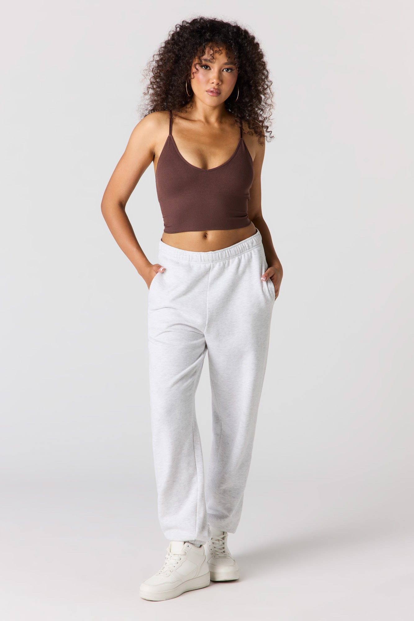 Seamless Ribbed V-Neck Braless Tank