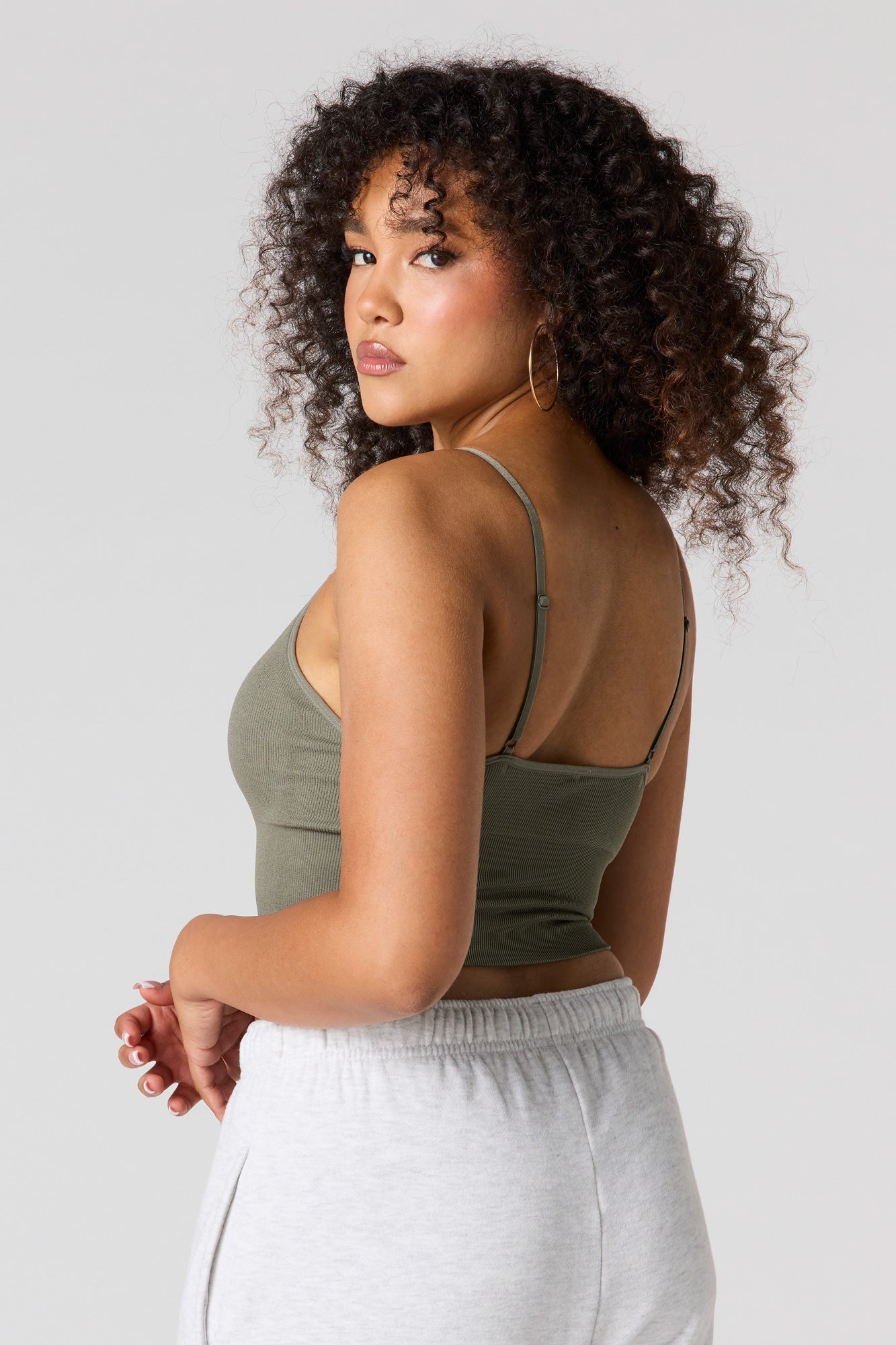 Seamless Ribbed V-Neck Braless Tank