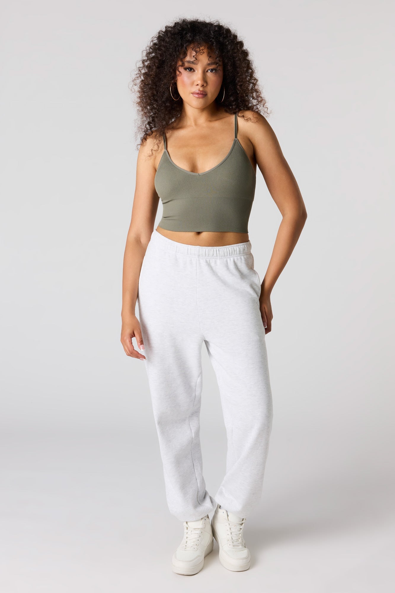 Seamless Ribbed V-Neck Braless Tank