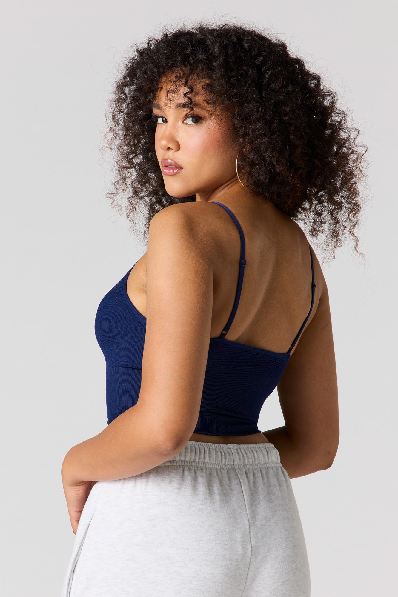 Seamless Ribbed V-Neck Braless Tank