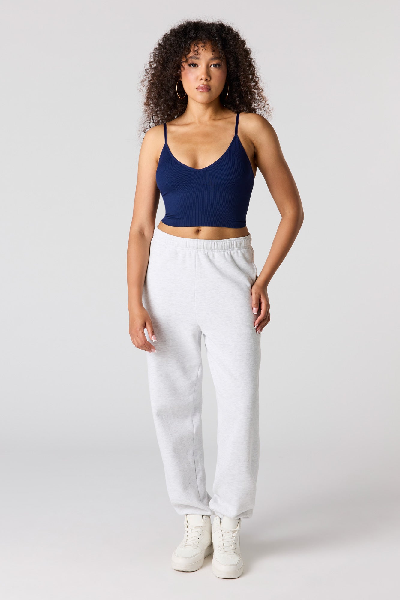 Seamless Ribbed V-Neck Braless Tank