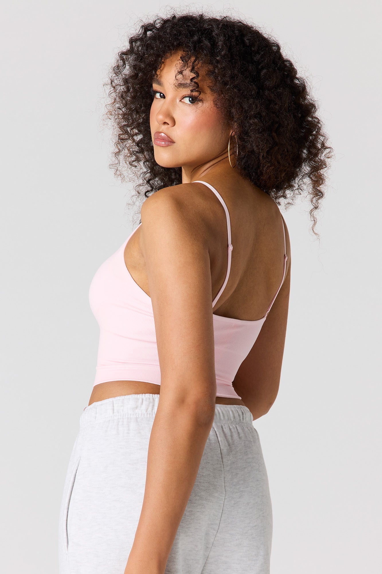 Seamless Ribbed V-Neck Braless Tank